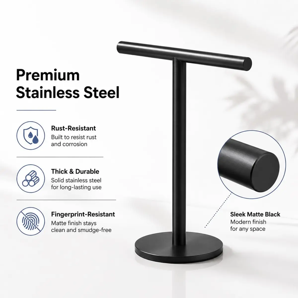 bluebyrne T-Shape Bathroom Hand Towel Holder Stand SUS304 Stainless Steel 2 Pack | Rust-Resistant, Stable & Space-Saving - view 4
