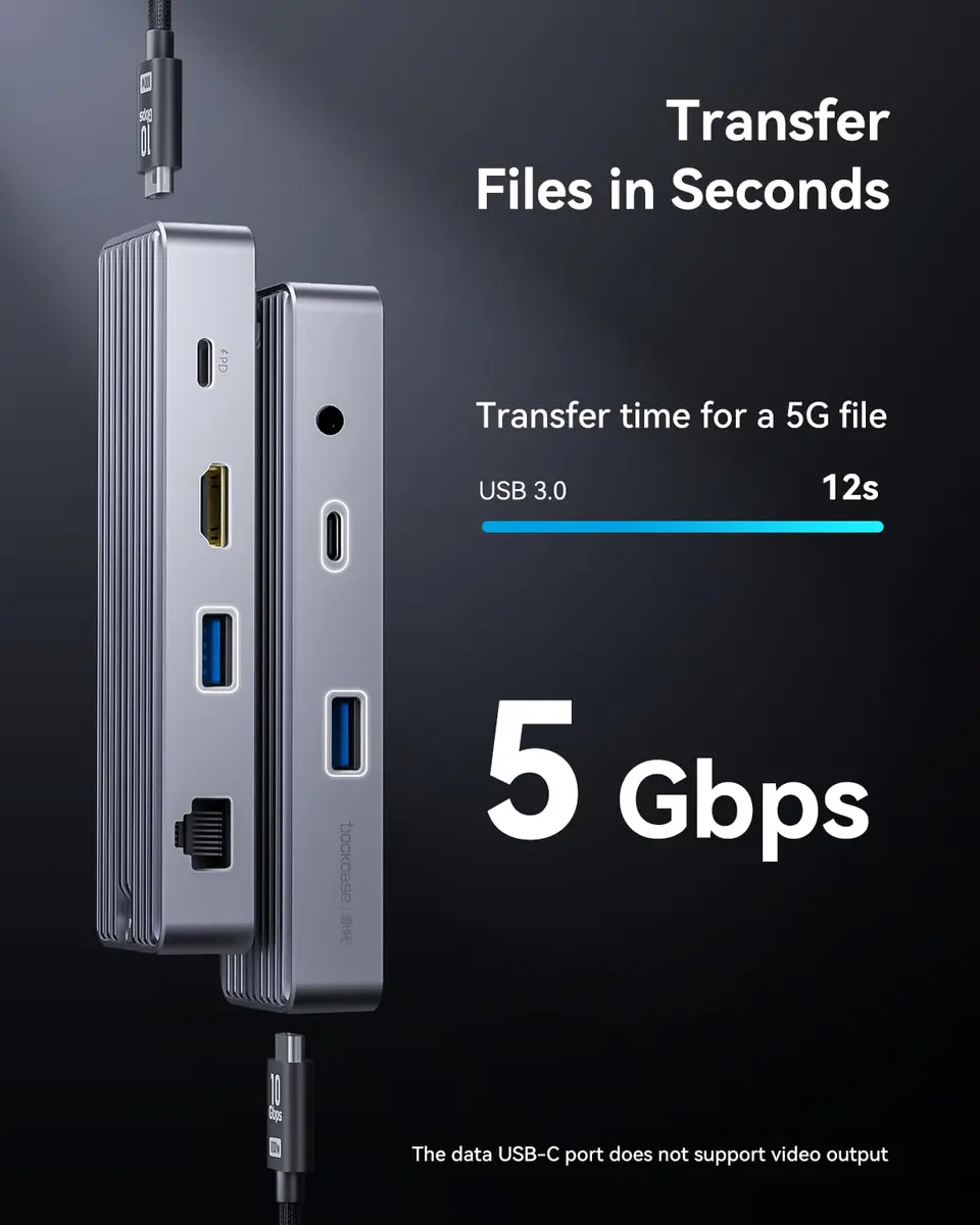 DOCKCASE Explorer Edition Visual Smart USB C Hub (6-in-1) with HDMI 4K@60Hz, Gigabit Ethernet, USB-C & 2 USB-A Ports, 100W PD - view 6