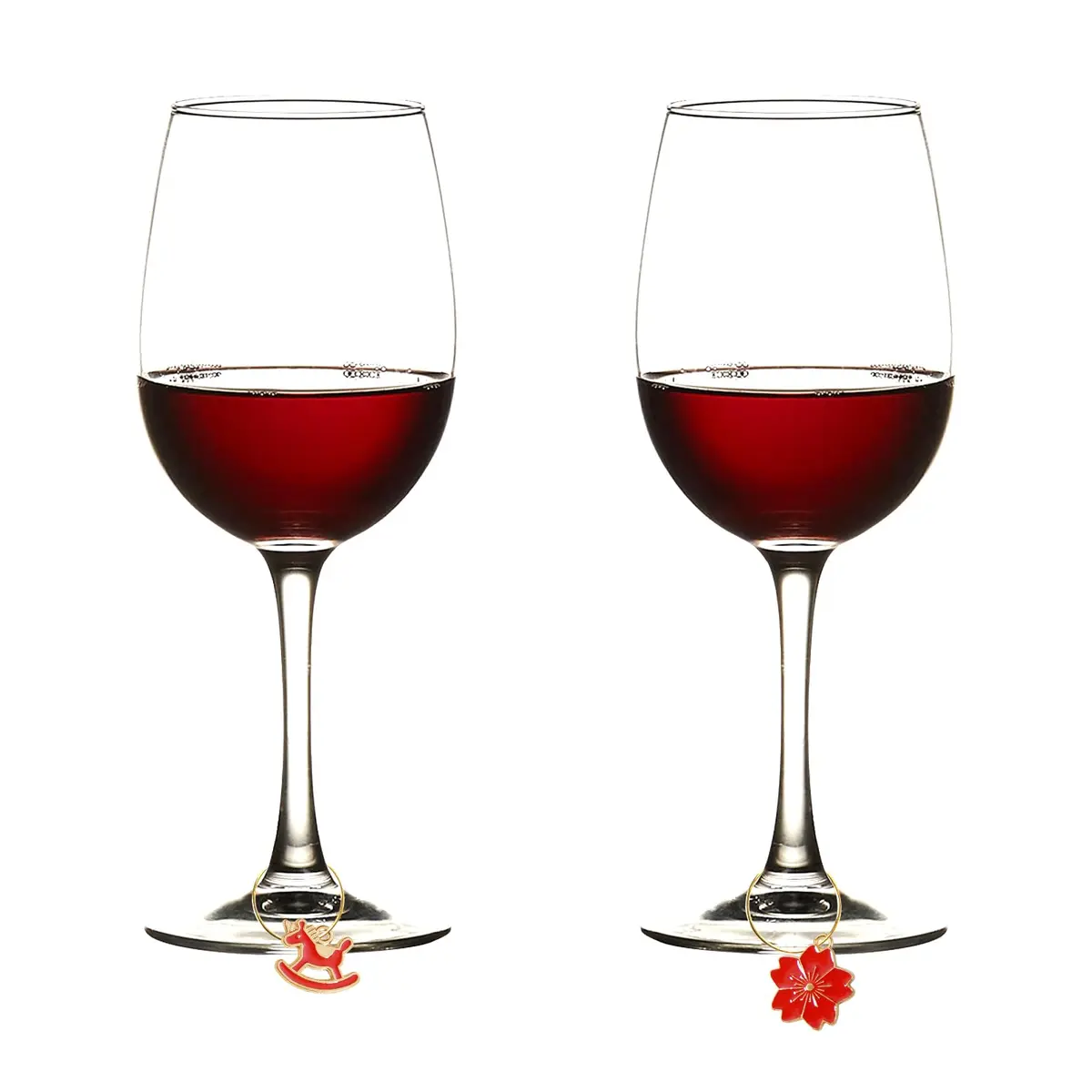 Macepason 30 Pieces Glass Charms & Markers | Red Festive & Versatile Wine Glass Identifier Drink Tags - view 3