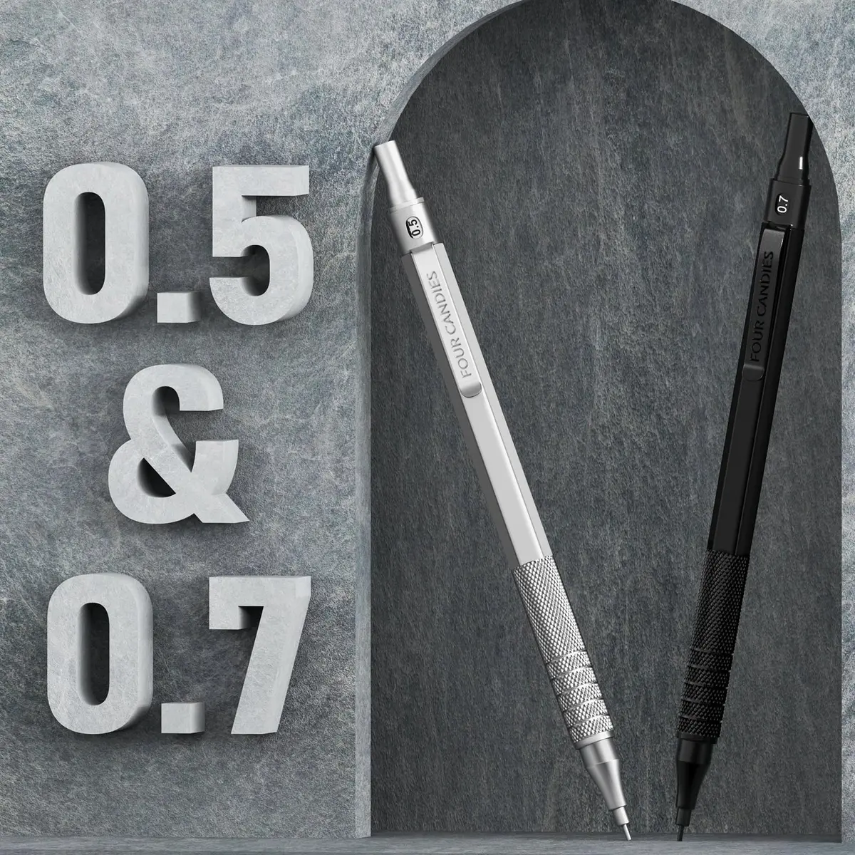 Four Candies Metal Mechanical Pencil Set 0.5mm & 0.7mm | Smooth Writing, Anti-Skid Grip, 360 Lead Refills - view 5