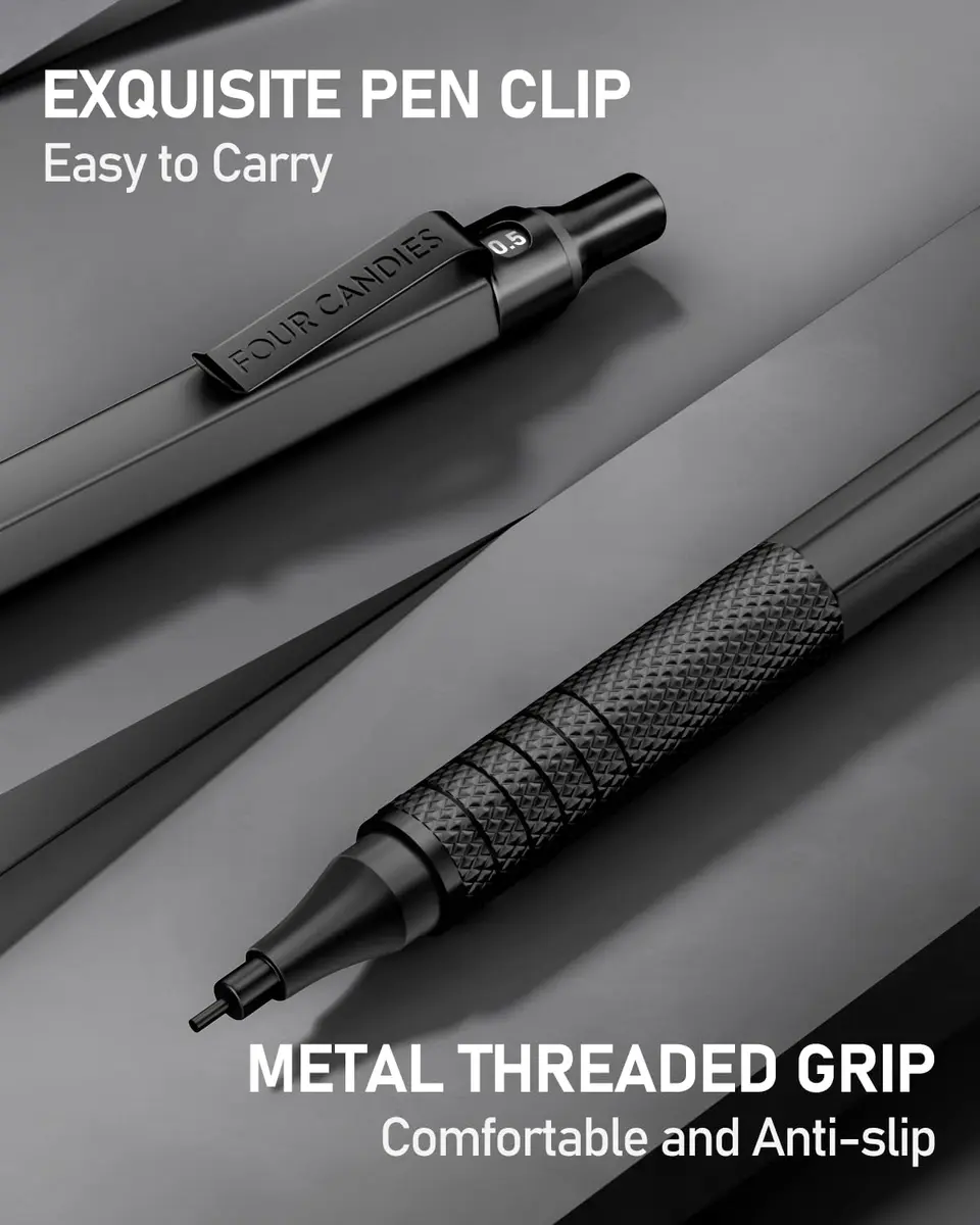 Four Candies Metal Mechanical Pencil Set 0.5mm & 0.7mm | Smooth Writing, Anti-Skid Grip, 360 Lead Refills - view 8
