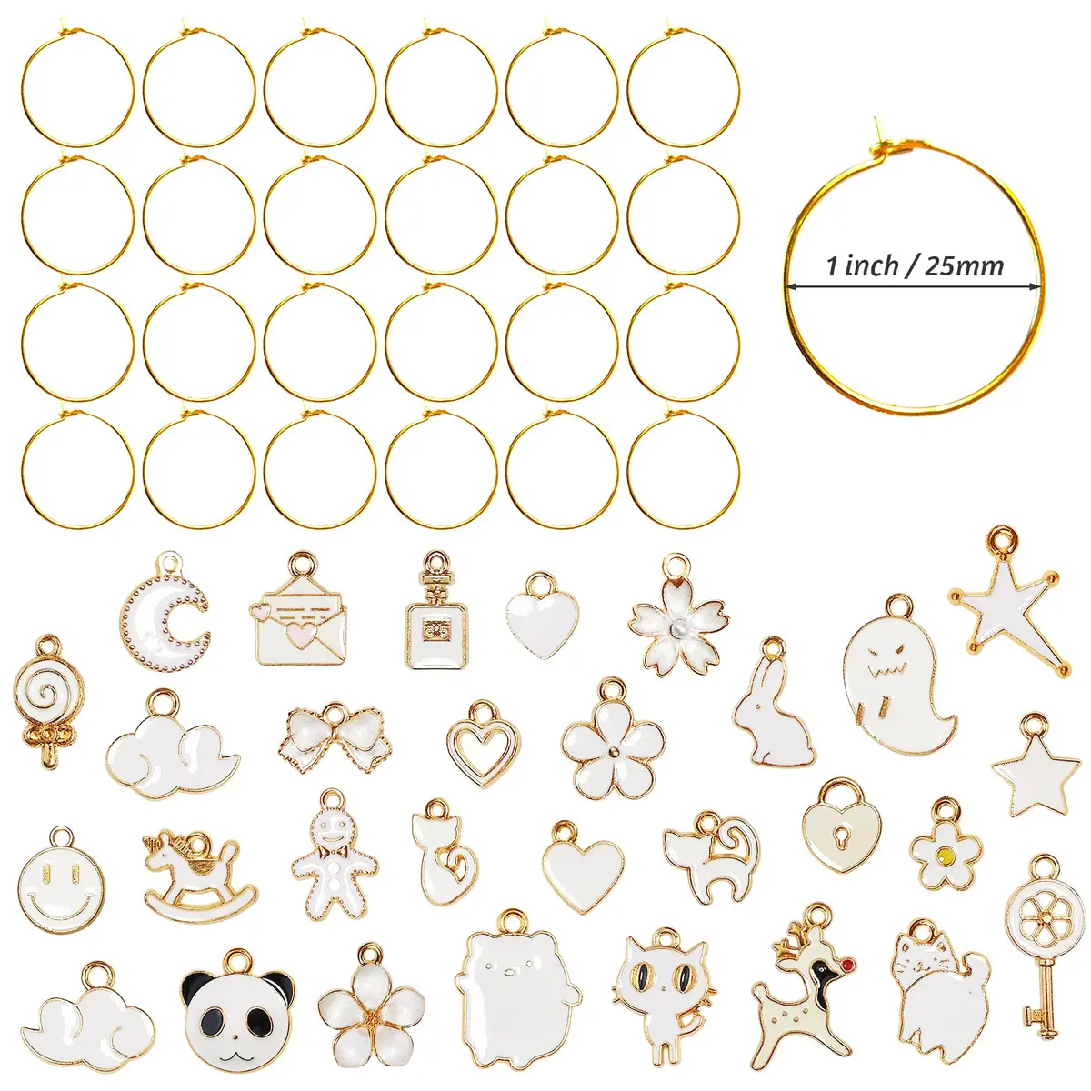 Macepason White Charm Glass Charms & Markers | 30-Piece Set for Wine Glasses - view 2