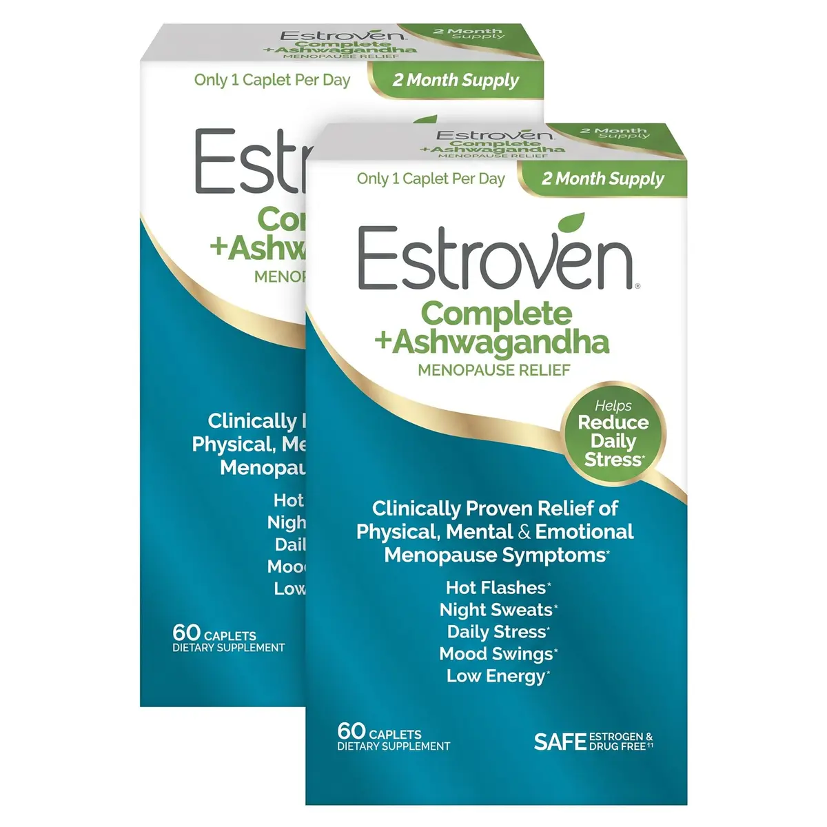 Estroven Complete + Ashwagandha Menopause Relief Caplets | Supports Hot Flashes & Night Sweats in Women - 4 Month Supply - main product image