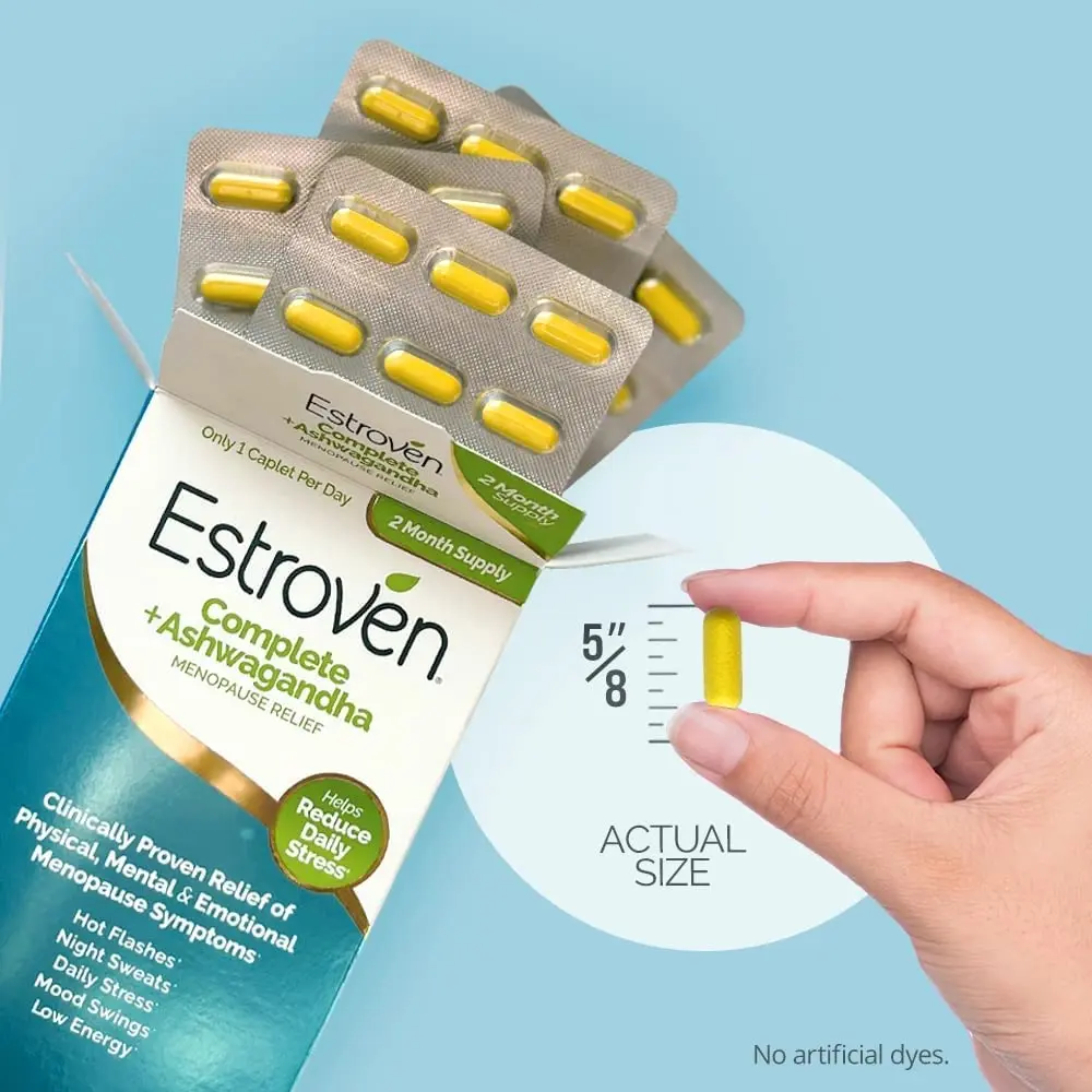 Estroven Complete + Ashwagandha Menopause Relief Caplets | Supports Hot Flashes & Night Sweats in Women - 4 Month Supply - view 3