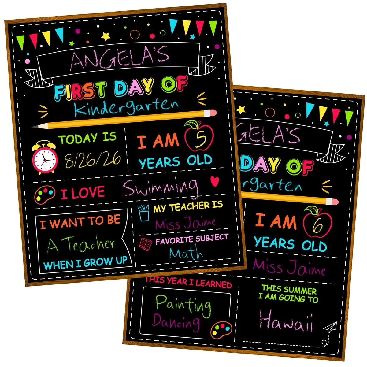 Melisheer Double-Sided First Day of School Board 30.48cm (12"H x 10"W) | Reusable Chalkboard for Kids' Milestones - view 8