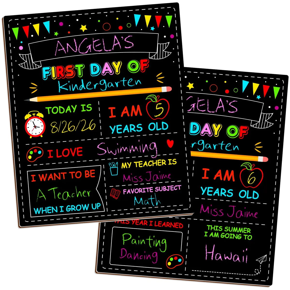 Melisheer Double-Sided First Day of School Board 30.48cm (12"H x 10"W) | Reusable Chalkboard for Kids' Milestones - view 9