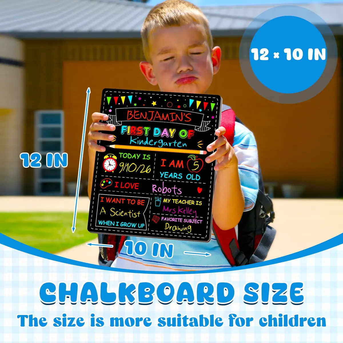 Melisheer Double-Sided First Day of School Board 30.48cm (12"H x 10"W) | Reusable Chalkboard for Kids' Milestones - view 3