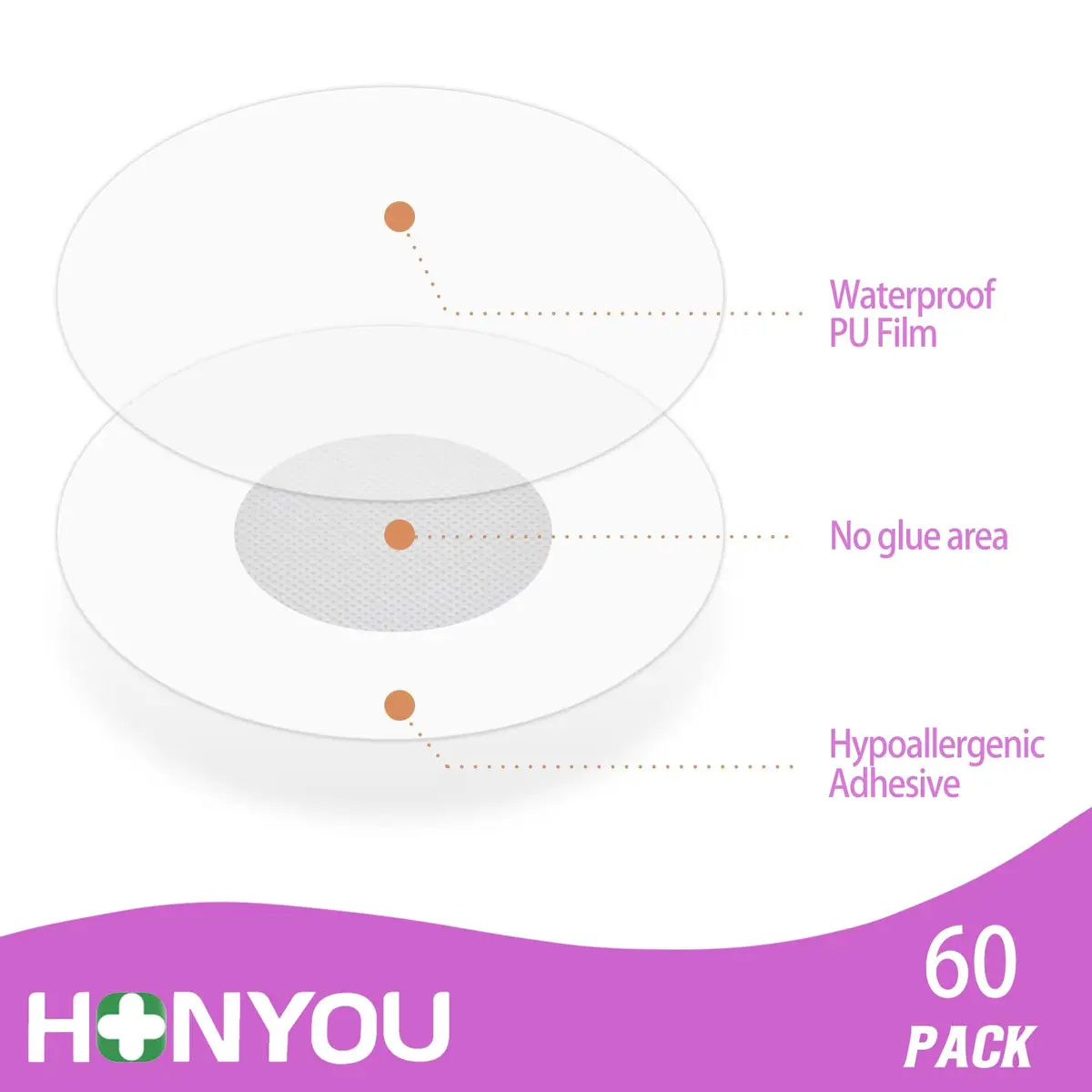 HONYOU Libre 3 Sensor Covers Waterproof, 60 Count Pink | Hypoallergenic Latex-Free Breathable Tape - view 6