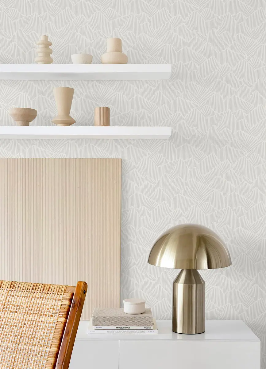 Egypt Sherrod 216-in by 20.5-in Grey Ridge & Valley Peel & Stick Wallpaper | Modern Geometric Design - view 2