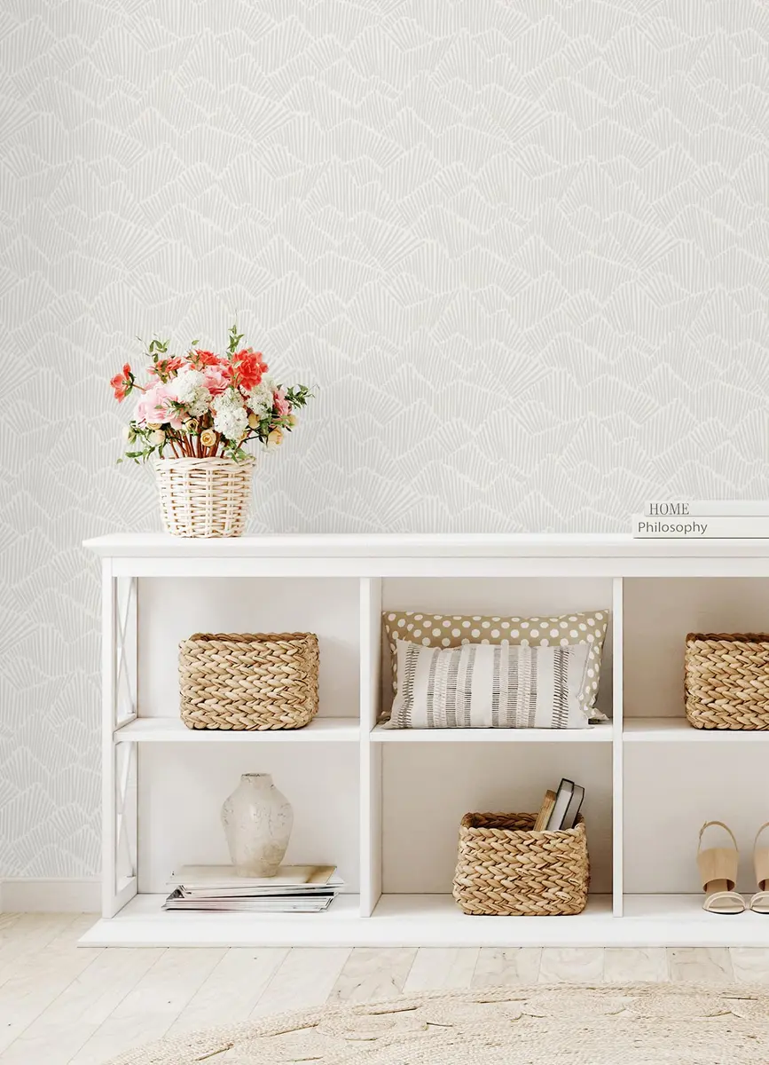 Egypt Sherrod 216-in by 20.5-in Grey Ridge & Valley Peel & Stick Wallpaper | Modern Geometric Design - view 3