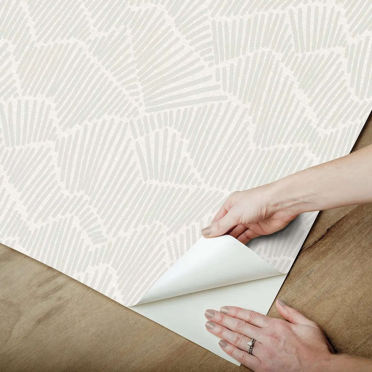 Egypt Sherrod 216-in by 20.5-in Grey Ridge & Valley Peel & Stick Wallpaper | Modern Geometric Design - view 4