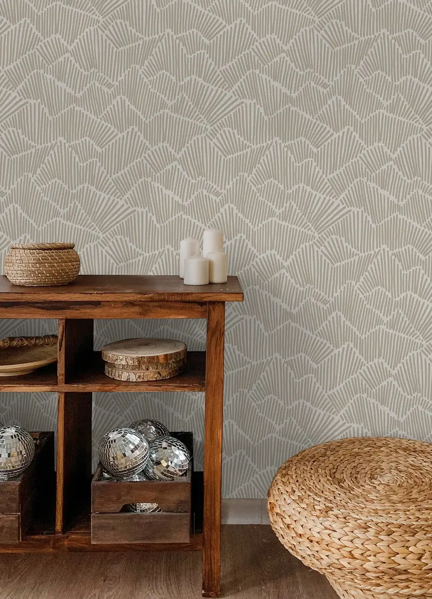 NuWallpaper Egypt Sherrod 216-in x 20.5-in Beige Ridge & Valley Peel & Stick Wallpaper | Modern Geometric Design - view 3