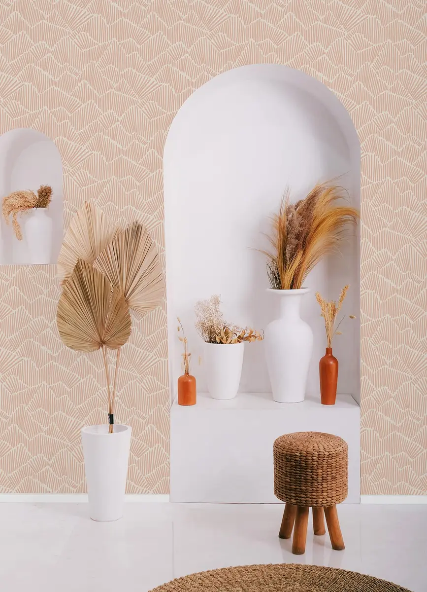 Egypt Sherrod 216-in x 20.5-in Clay Ridge & Valley Peel & Stick Wallpaper | Modern Geometric Design - view 2
