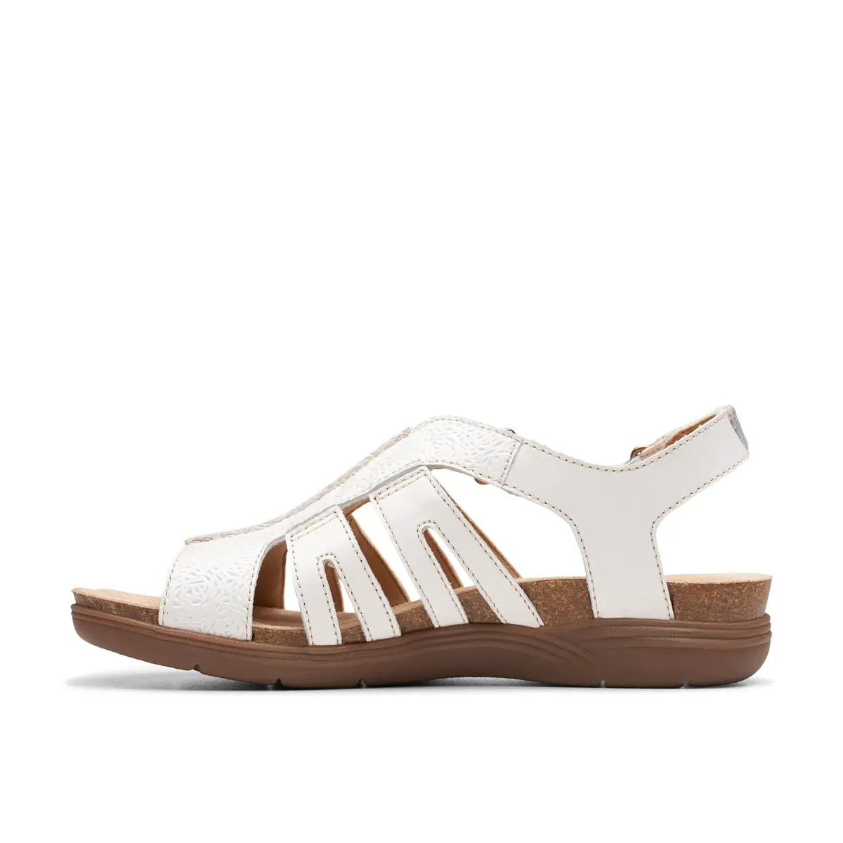 Clarks Women's April Belle Flat Sandal, White Leather, 8.5 Medium US | Casual Open Toe Flat - view 6