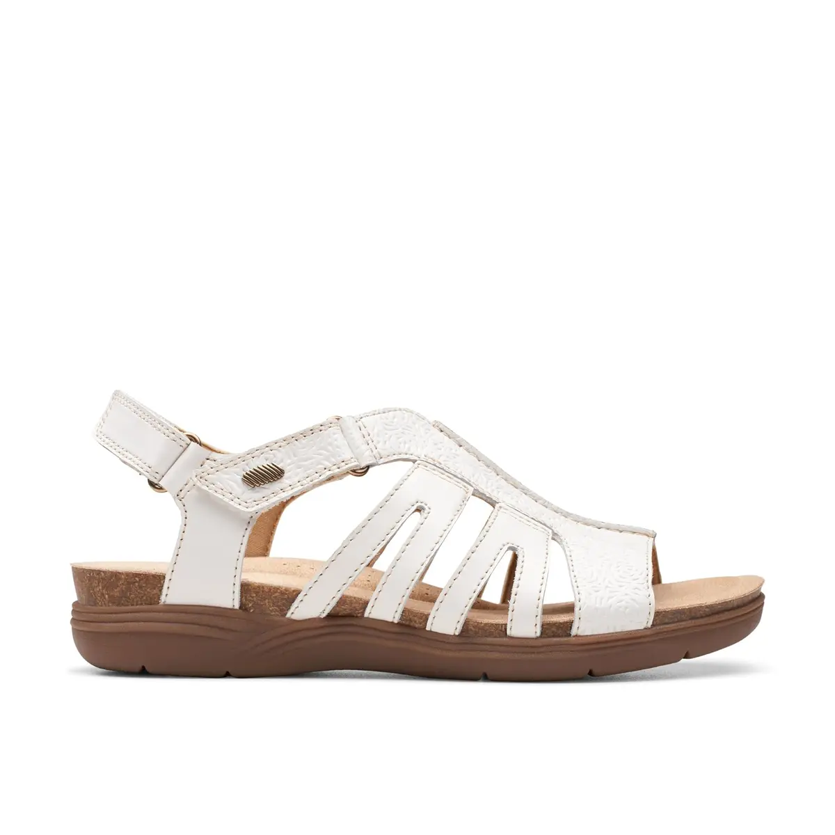 Clarks Women's April Belle Flat Sandal, White Leather, 8.5 Medium US | Casual Open Toe Flat - view 8
