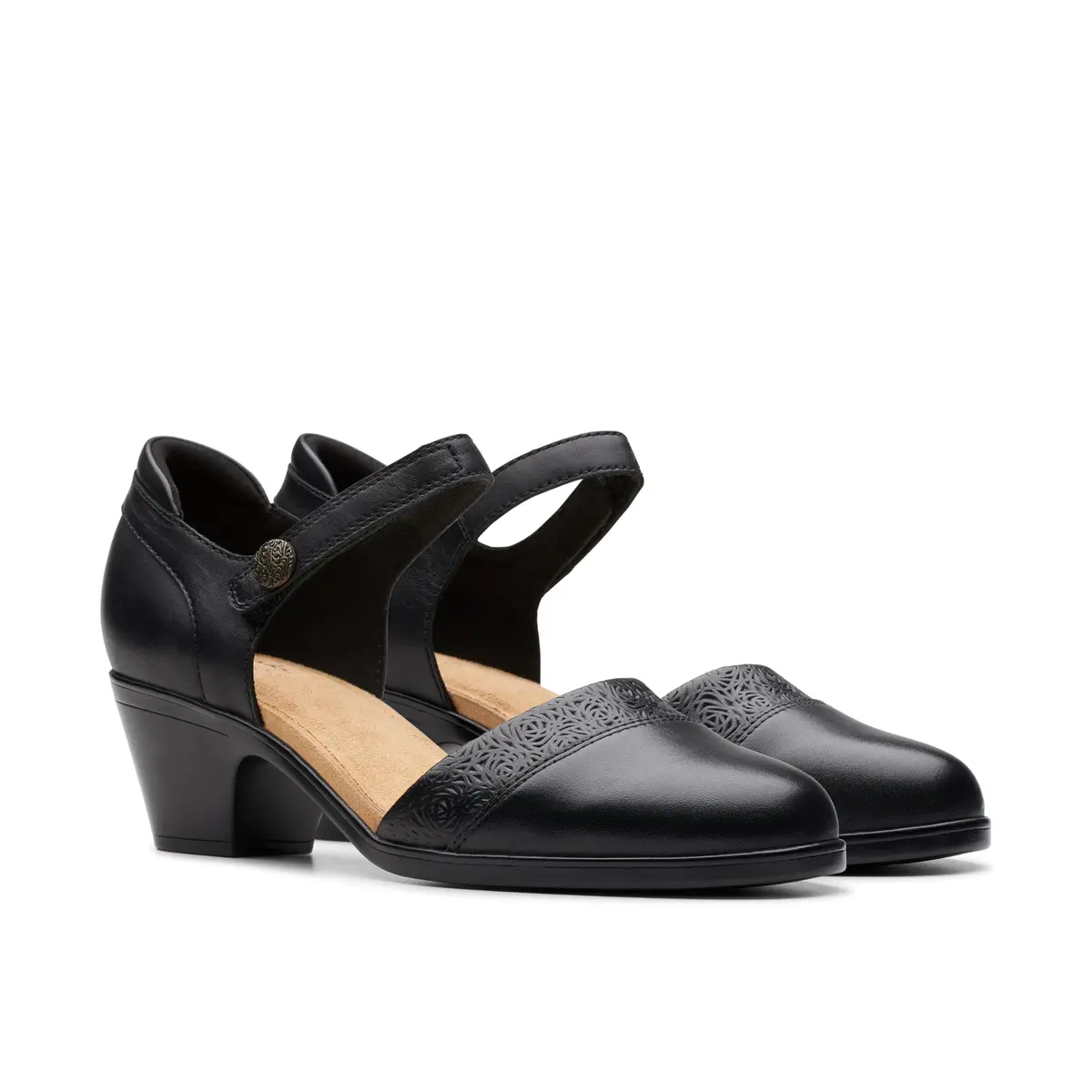 Clarks Collection Emily 2 Ketra Black Leather Pump 55mm (2.2 inch) Heel | Ultimate Comfort Foam Footbed - view 5