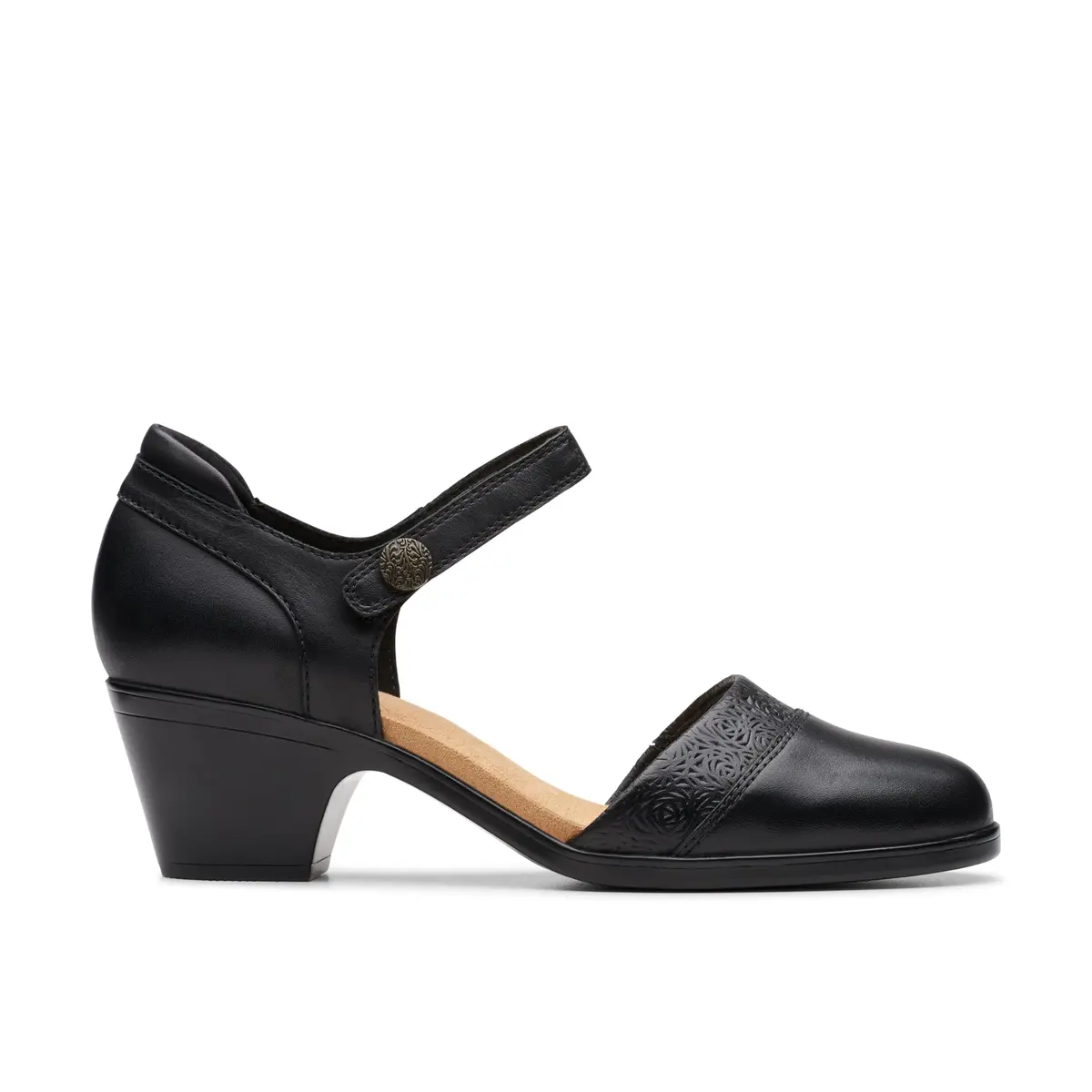 Clarks Collection Emily 2 Ketra Black Leather Pump 55mm (2.2 inch) Heel | Ultimate Comfort Foam Footbed - view 2