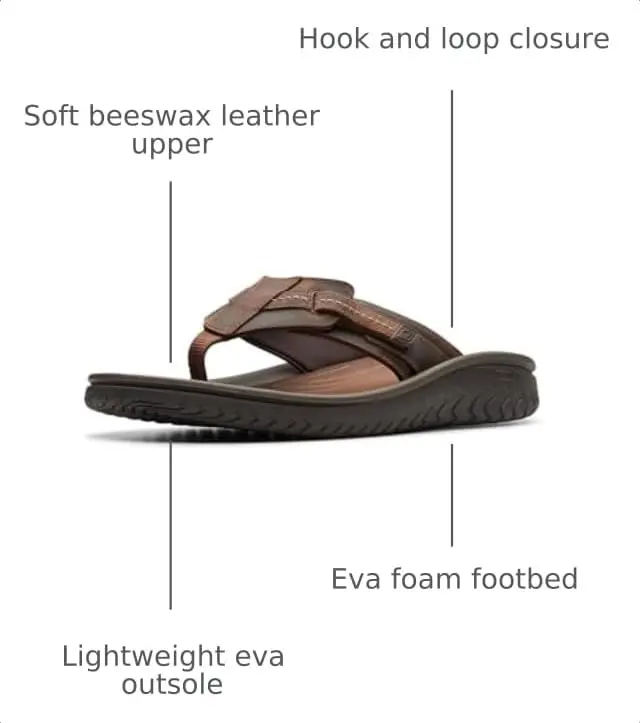 Clarks Wesley Sun Flip-Flop Beeswax Leather 7 Medium US | Classic Casual Comfort - view 3