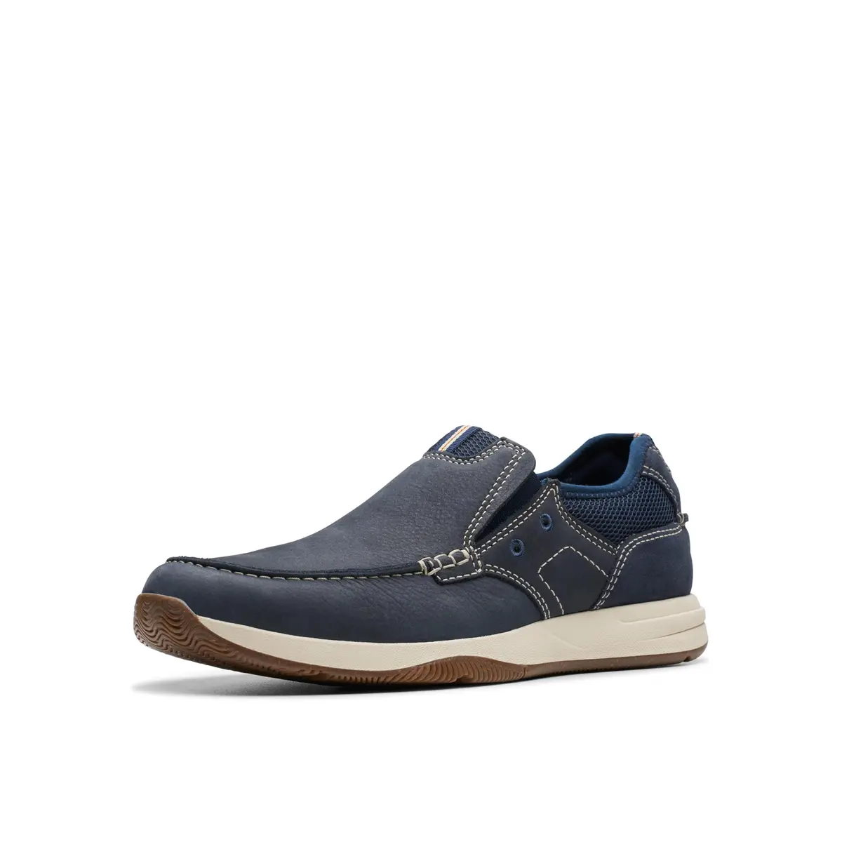 Clarks Sailview Step Navy Nubuck Leather Shoes | Slip-On Casual Loafers for Men - main product image
