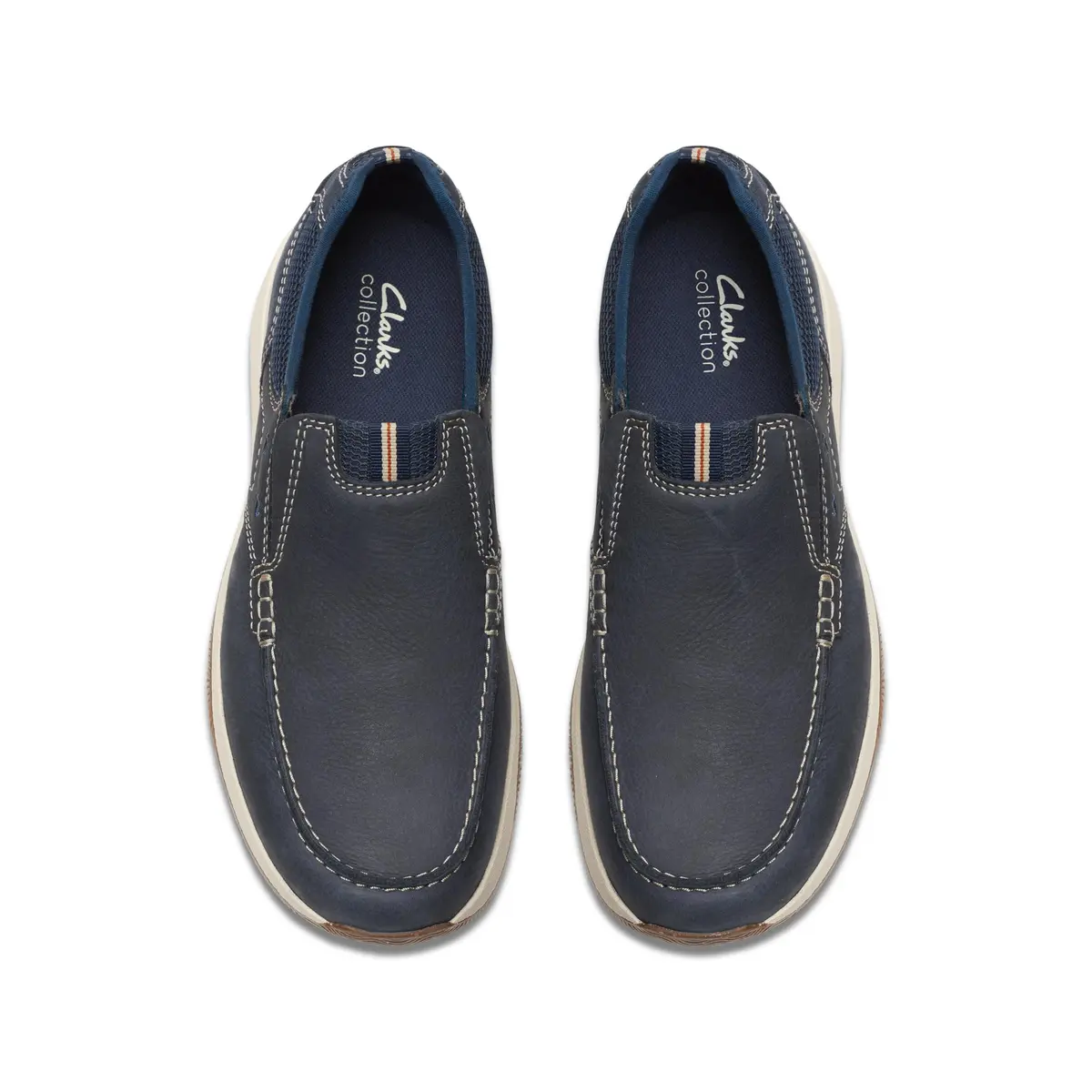 Clarks Sailview Step Navy Nubuck Leather Shoes | Slip-On Casual Loafers for Men - view 7