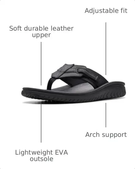 Clarks Wesley Sun Flip-Flop 7 Medium US | Soft Leather, Impact-Absorbing EVA - view 3