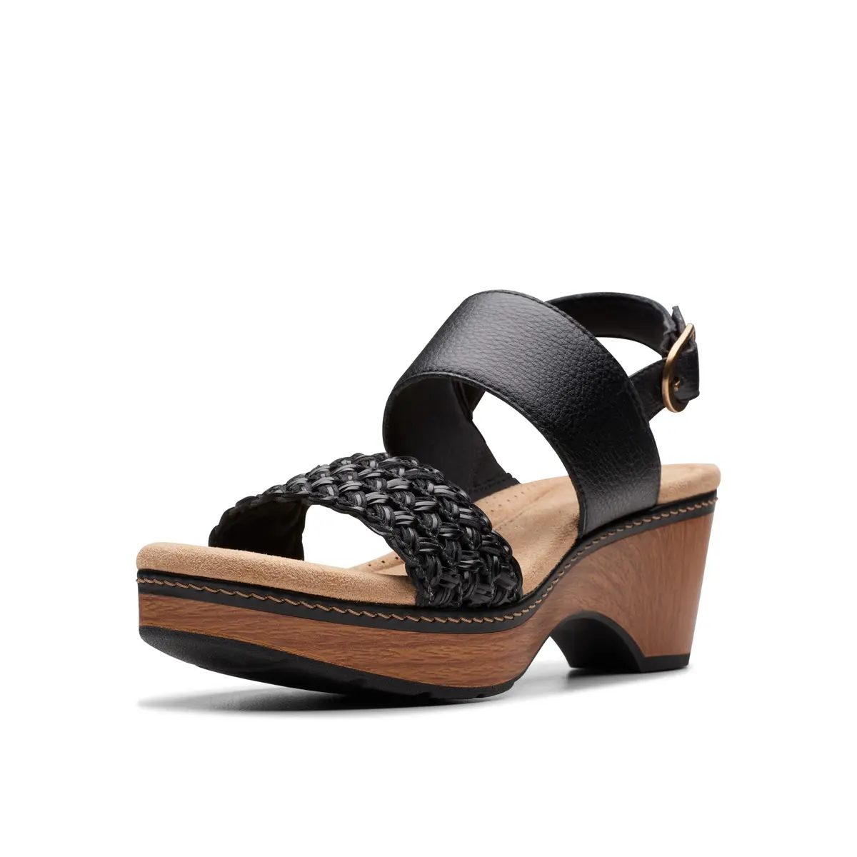 Clarks Seannah Step Wedge Sandal | 2.55-inch Block Heel, Leather, Medium US 6.5 | Comfortable & Trendy - main product image