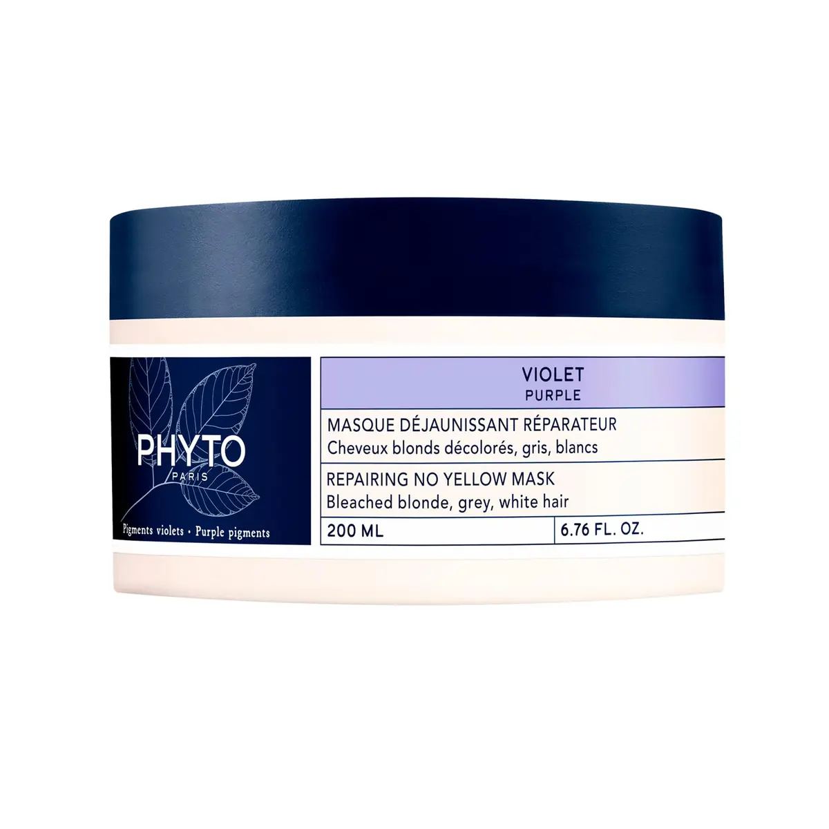 PHYTO Purple Repairing Hair Mask for Gray, White & Bleached Blonde Hair | Deep Hydration & Brass-Neutralizing | Sulfate-Free | Made in France | 6.76 fl oz - main product image