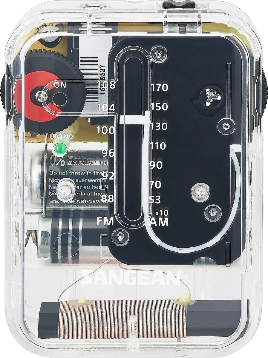 Sangean SR-32CL AM/FM Pocket Analog Radio (Clear) | Compact, Handheld, Light Weight - main product image