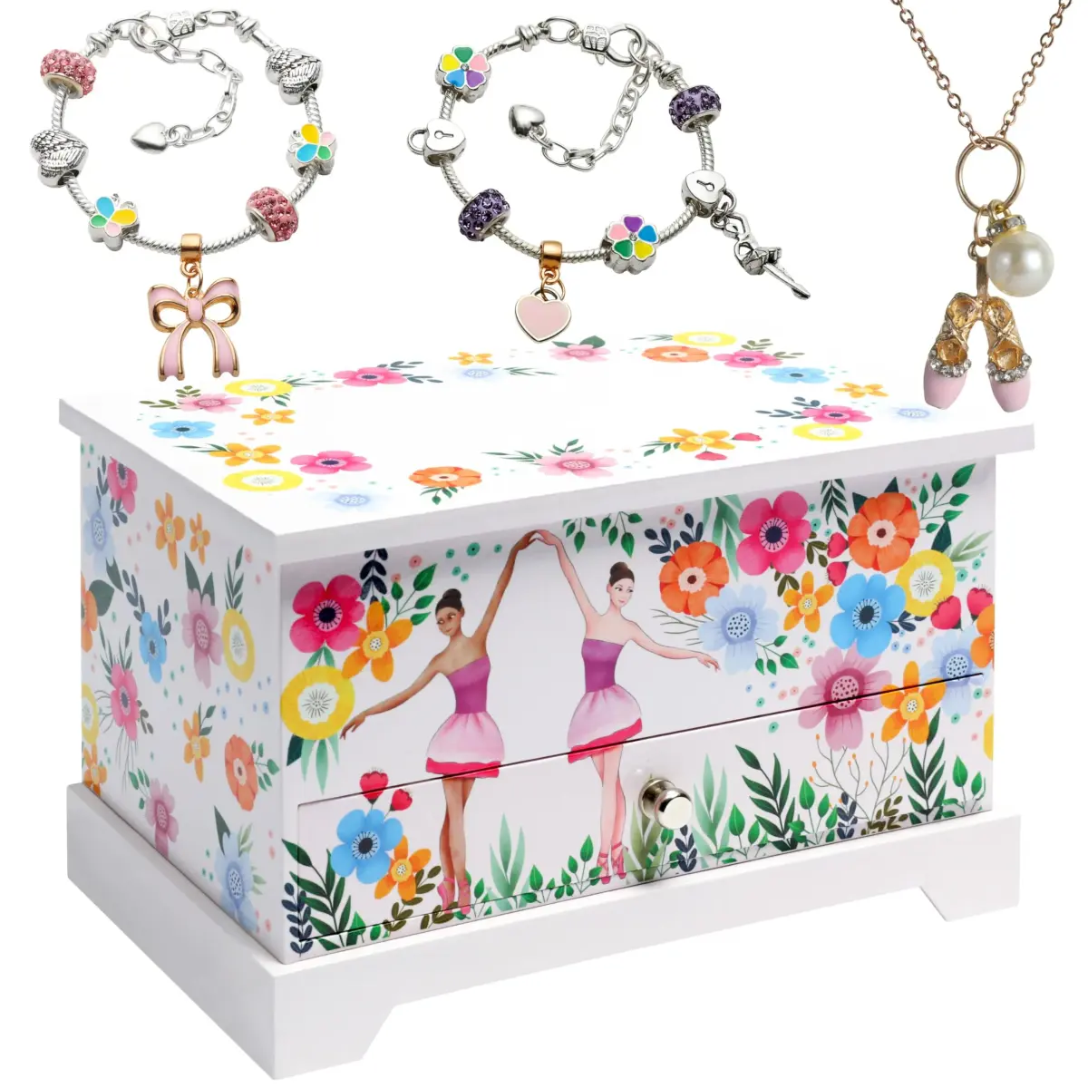 ABI + OLIE Ballerina Musical Jewelry Box for Girls, 19cm (7.3in) | Includes Charm Bracelet & Necklace Set - main product image
