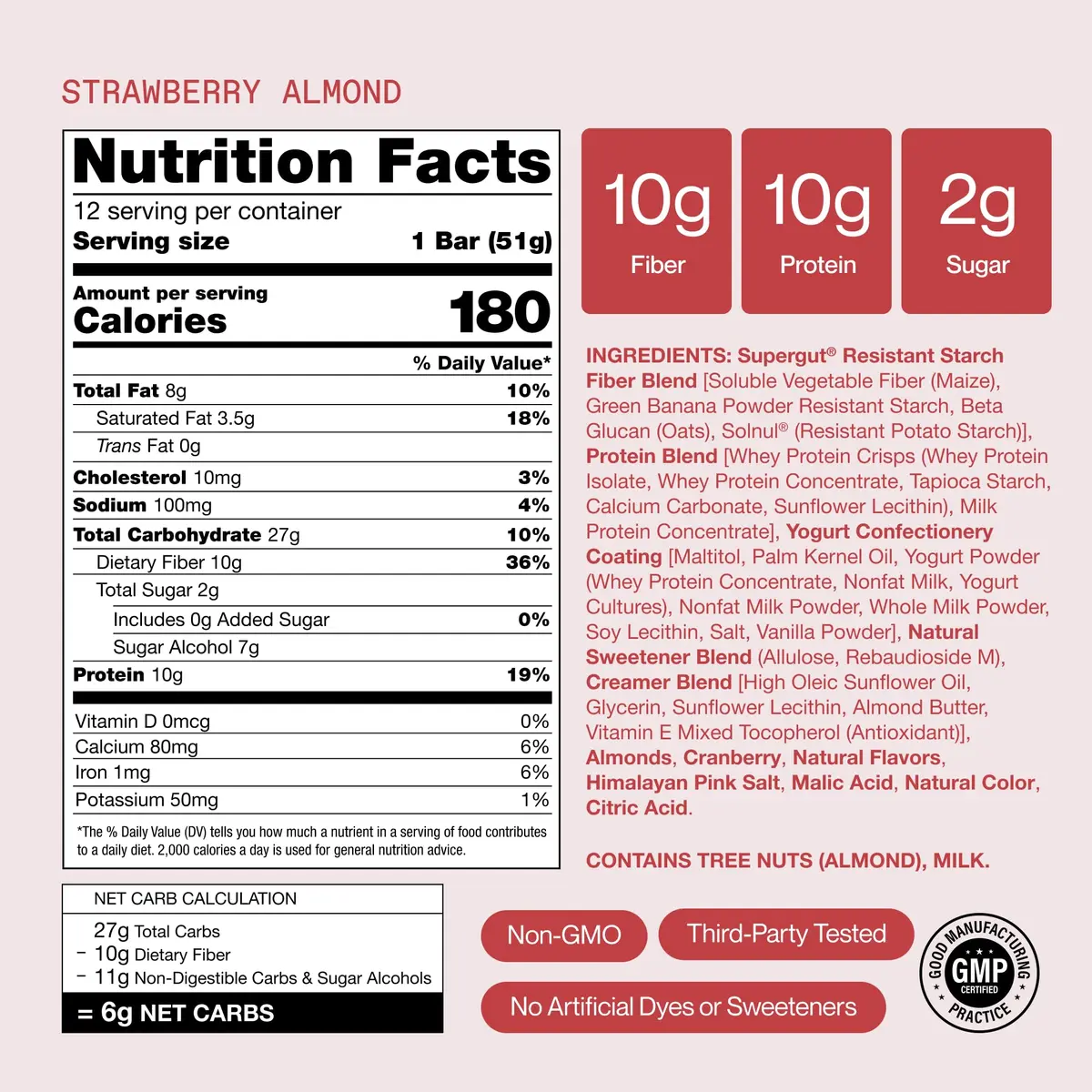 Supergut GLP-1 Boosting Prebiotic Bars, Strawberry Almond | Gut Health & Energy (70-120 chars) - view 8