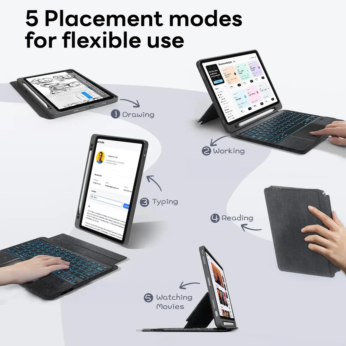 OPAKIT Magnetic Detachable Keyboard Case for iPad Air 13-inch M2 2024 | Wireless Keyboard Cover with Multi-Touch Trackpad & 7-Color Backlit - view 6