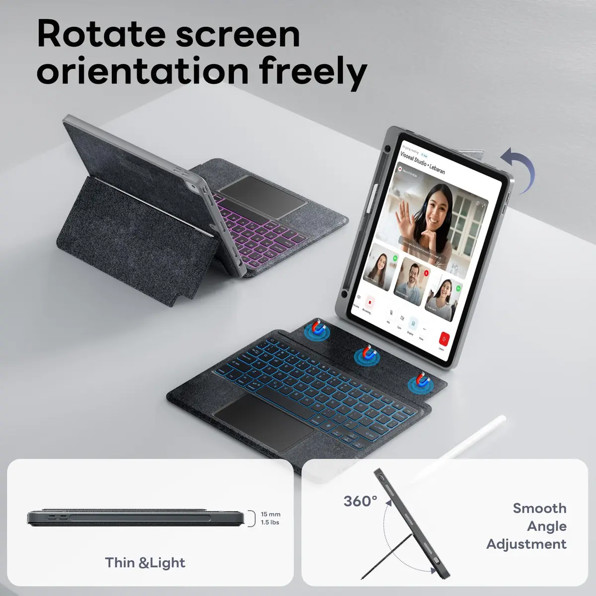 OPAKIT Magnetic Detachable Keyboard Case for iPad Air 13-inch M2 2024 | Wireless Keyboard Cover with Multi-Touch Trackpad & 7-Color Backlit - view 7