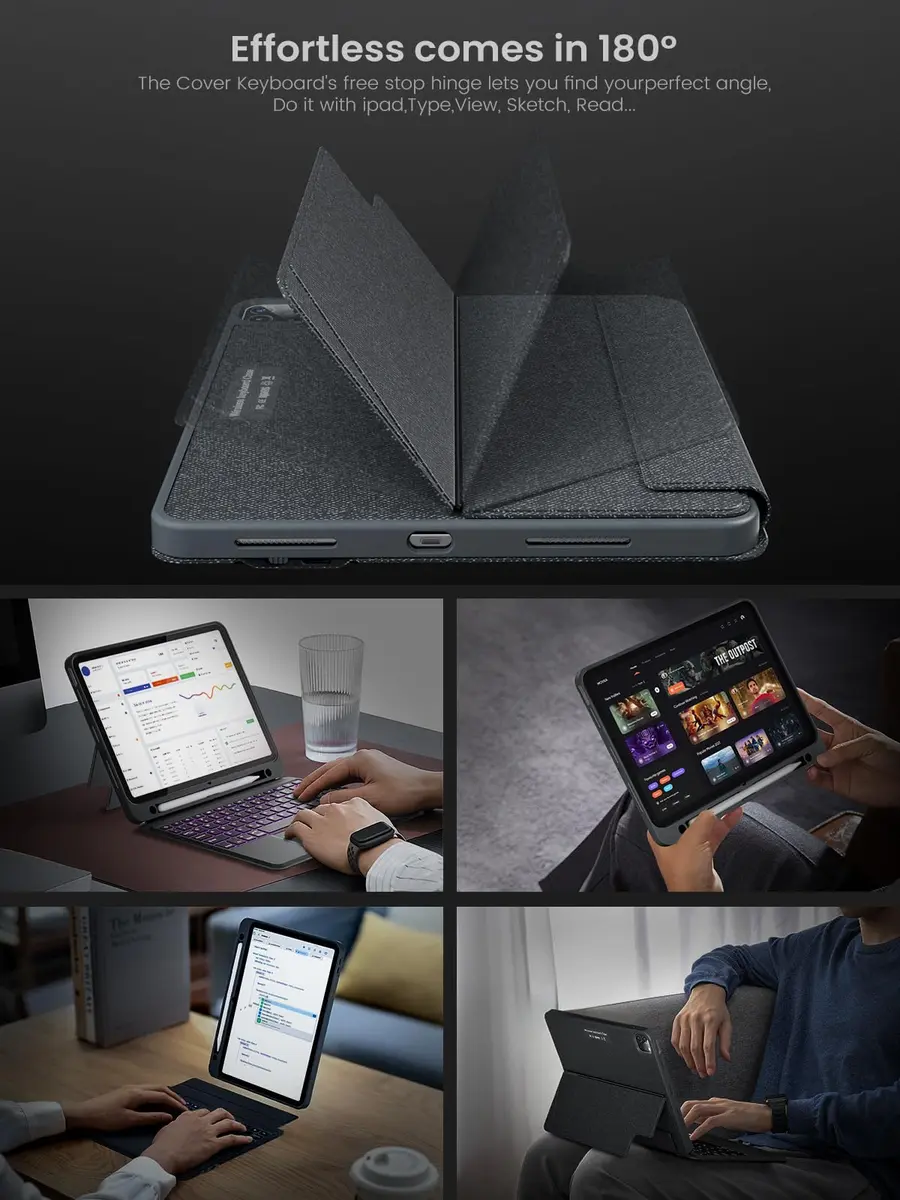 OPAKIT Magnetic Detachable Keyboard Case for iPad Air 13-inch M2 2024 | Wireless Keyboard Cover with Multi-Touch Trackpad & 7-Color Backlit - view 9