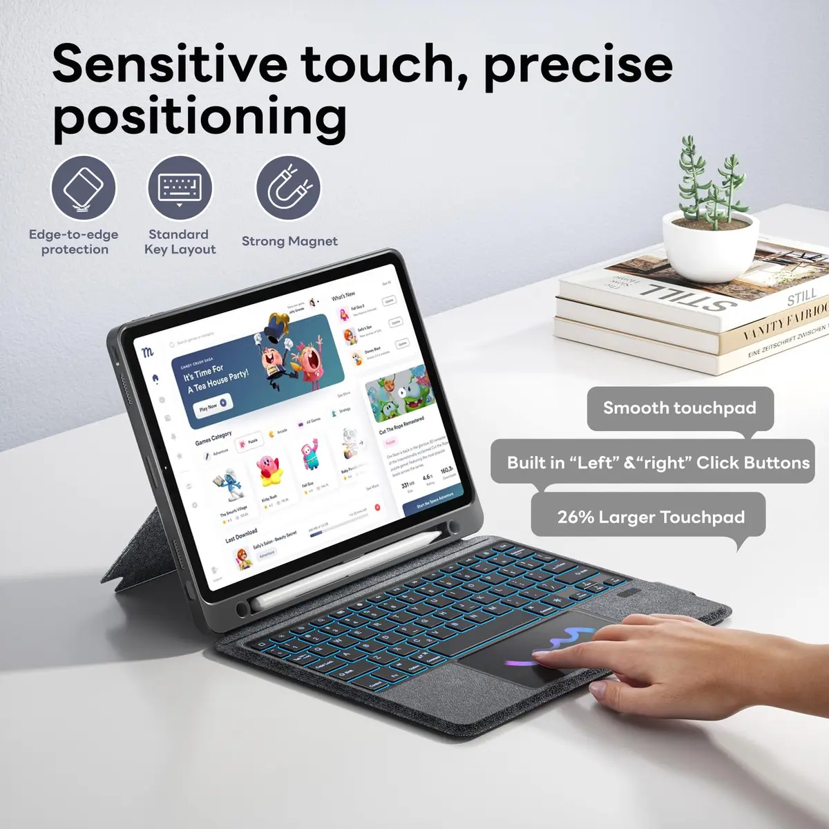 OPAKIT Magnetic Detachable Keyboard Case for iPad Air 13-inch M2 2024 | Wireless Keyboard Cover with Multi-Touch Trackpad & 7-Color Backlit - view 3