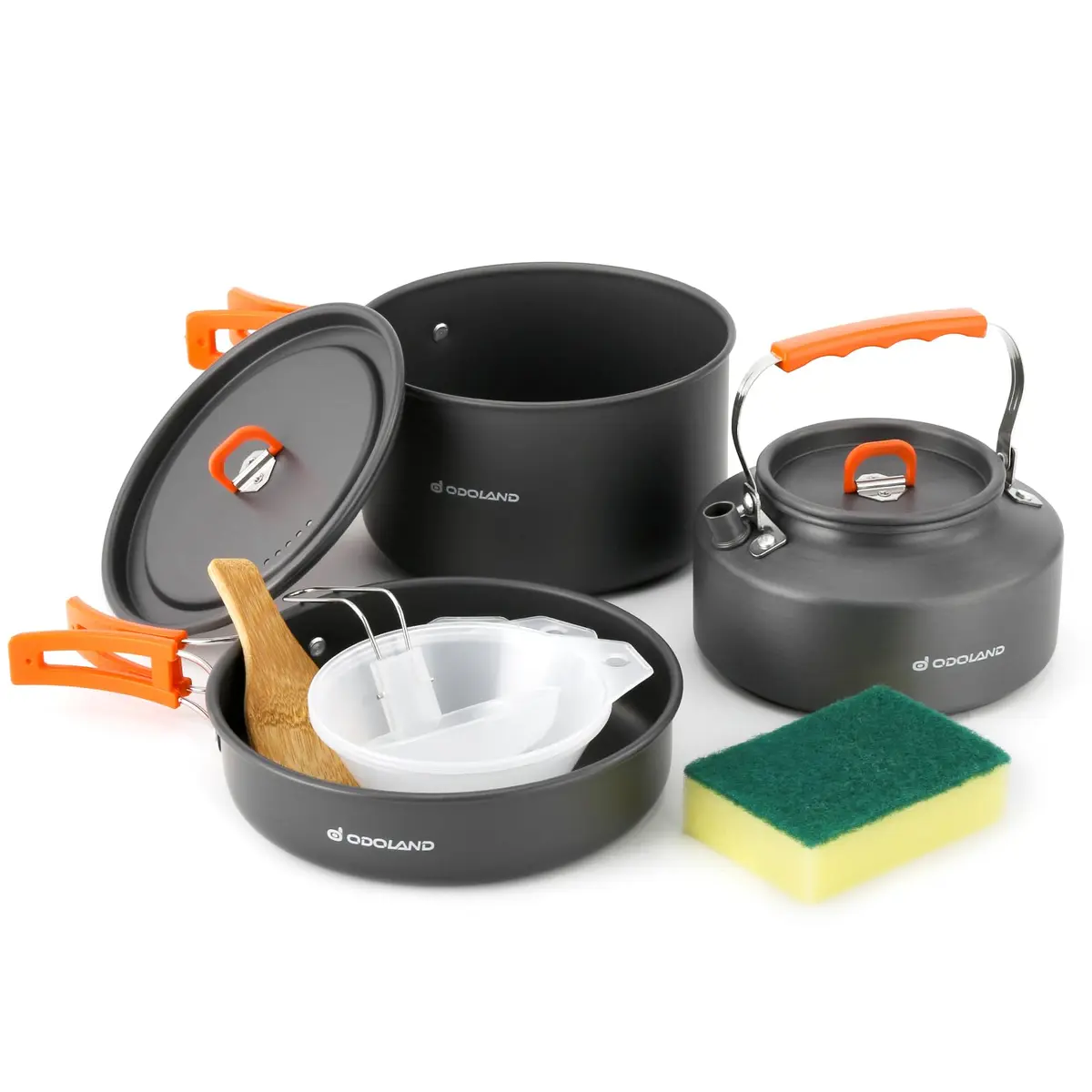 Odoland Camping Cookware Set 10pcs | Lightweight Aluminum Pots & Pans for Outdoor Cooking - main product image
