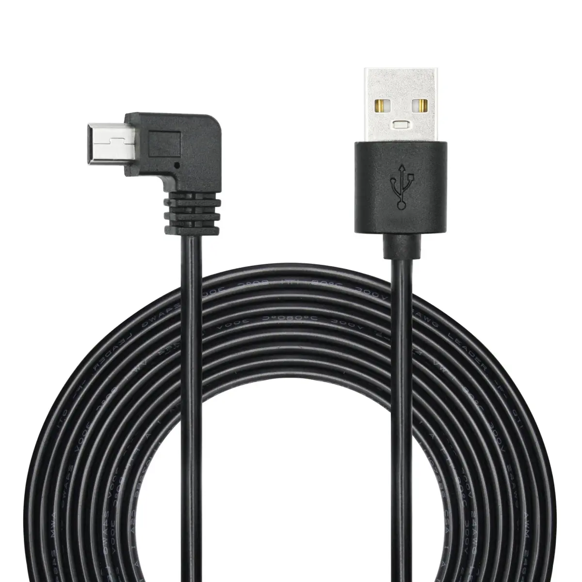Maixbomr 11.5ft Right Angle Mini USB Power Cable | 1.5A Fast Charging for Dash Cams & GPS - main product image