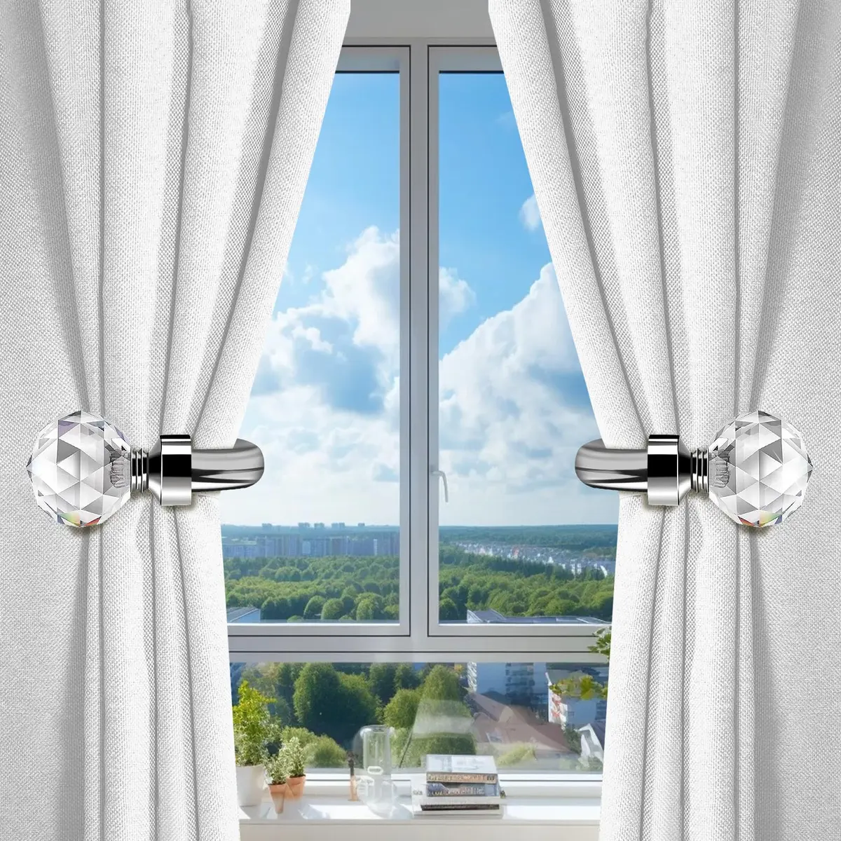 HIKMLK Crystal Curtain Holdbacks 2pcs | Heavy Duty Metal Tiebacks with Crystal Accents - view 5