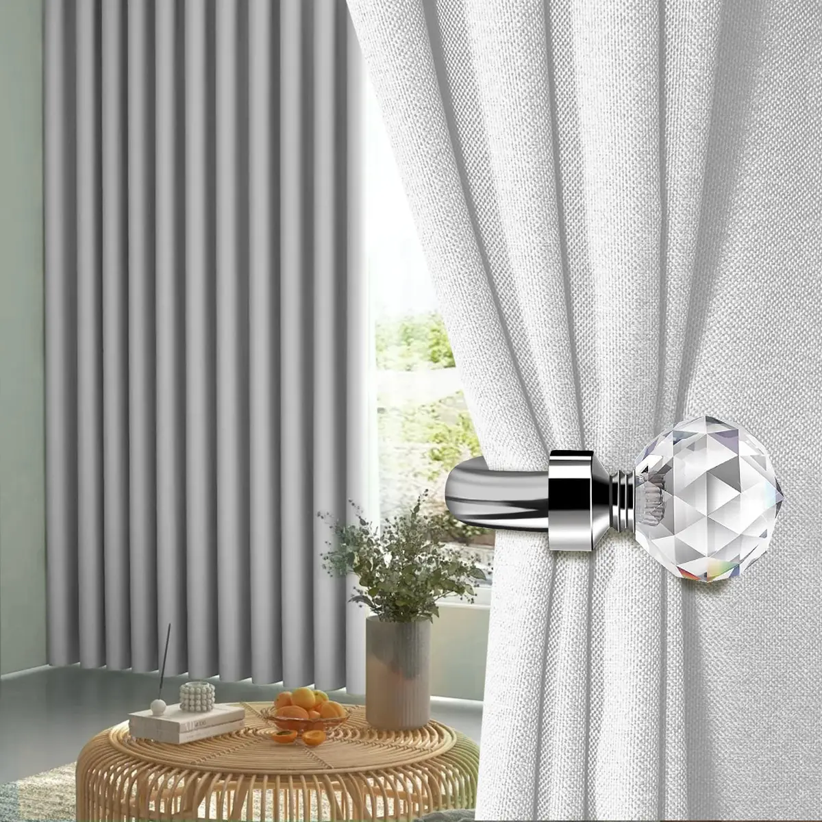 HIKMLK Crystal Curtain Holdbacks 2pcs | Heavy Duty Metal Tiebacks with Crystal Accents - view 4