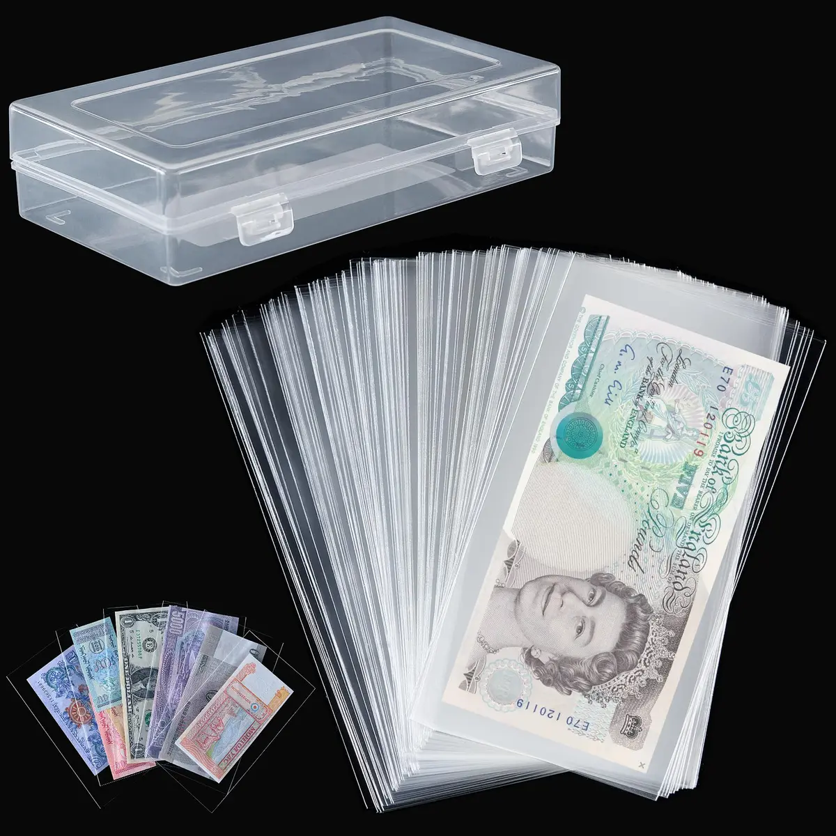 Uncle Paul Currency Sleeves Side-Insert 6.8×3.3 inches | Acid-Free Transparent Collection Protectors - main product image