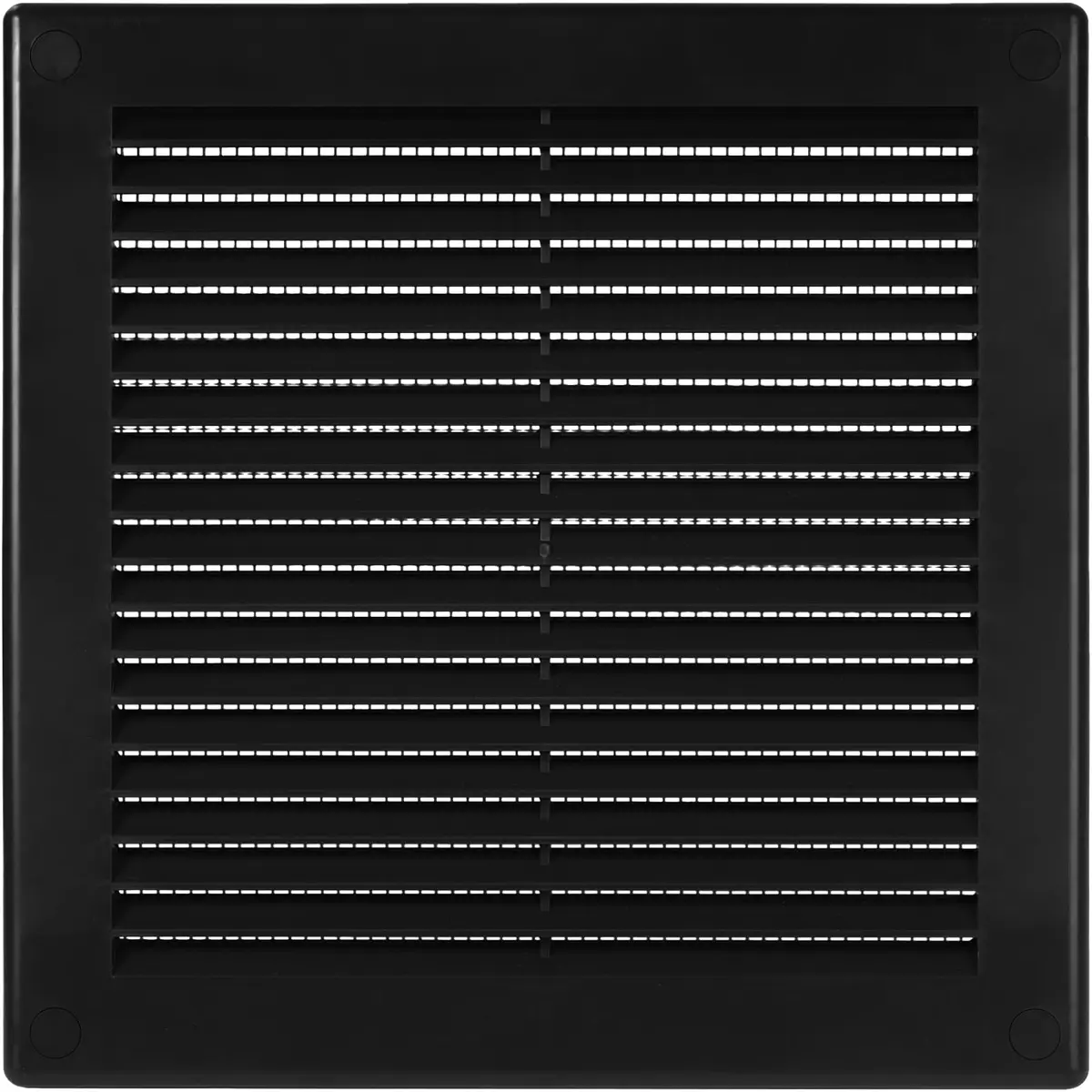 Vent Systems 6" x 6" Black Plastic Soffit Vent Cover | Durable Square Air Vent with Mesh Screen (70-120c) - main product image