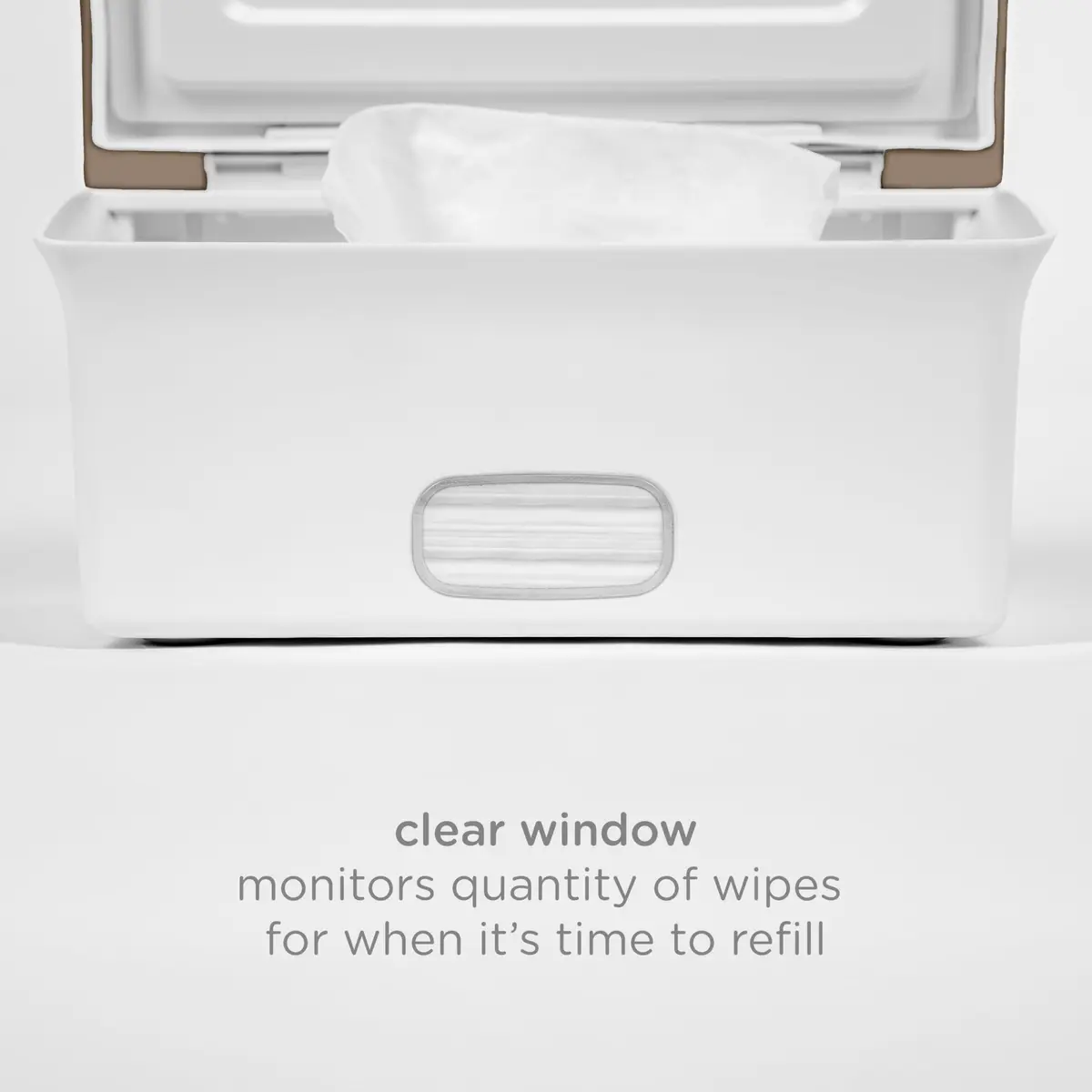 Ubbi Baby Wipes Dispenser with Weighted Plate, Taupe | Modern Nursery Organizer for Wipes - view 5