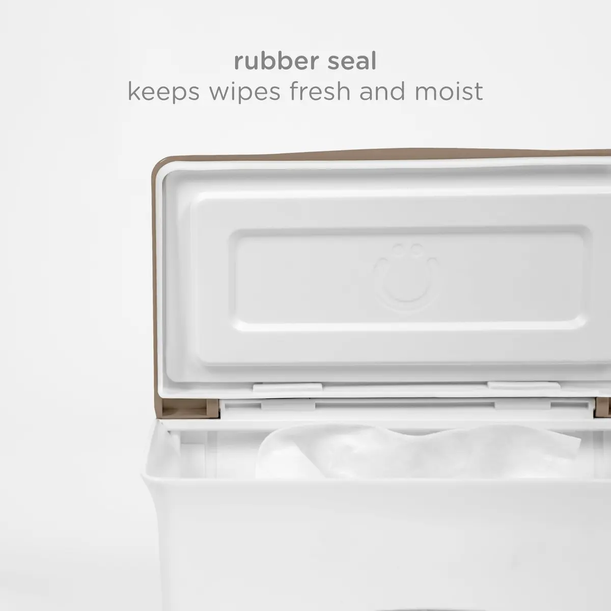 Ubbi Baby Wipes Dispenser with Weighted Plate, Taupe | Modern Nursery Organizer for Wipes - view 4