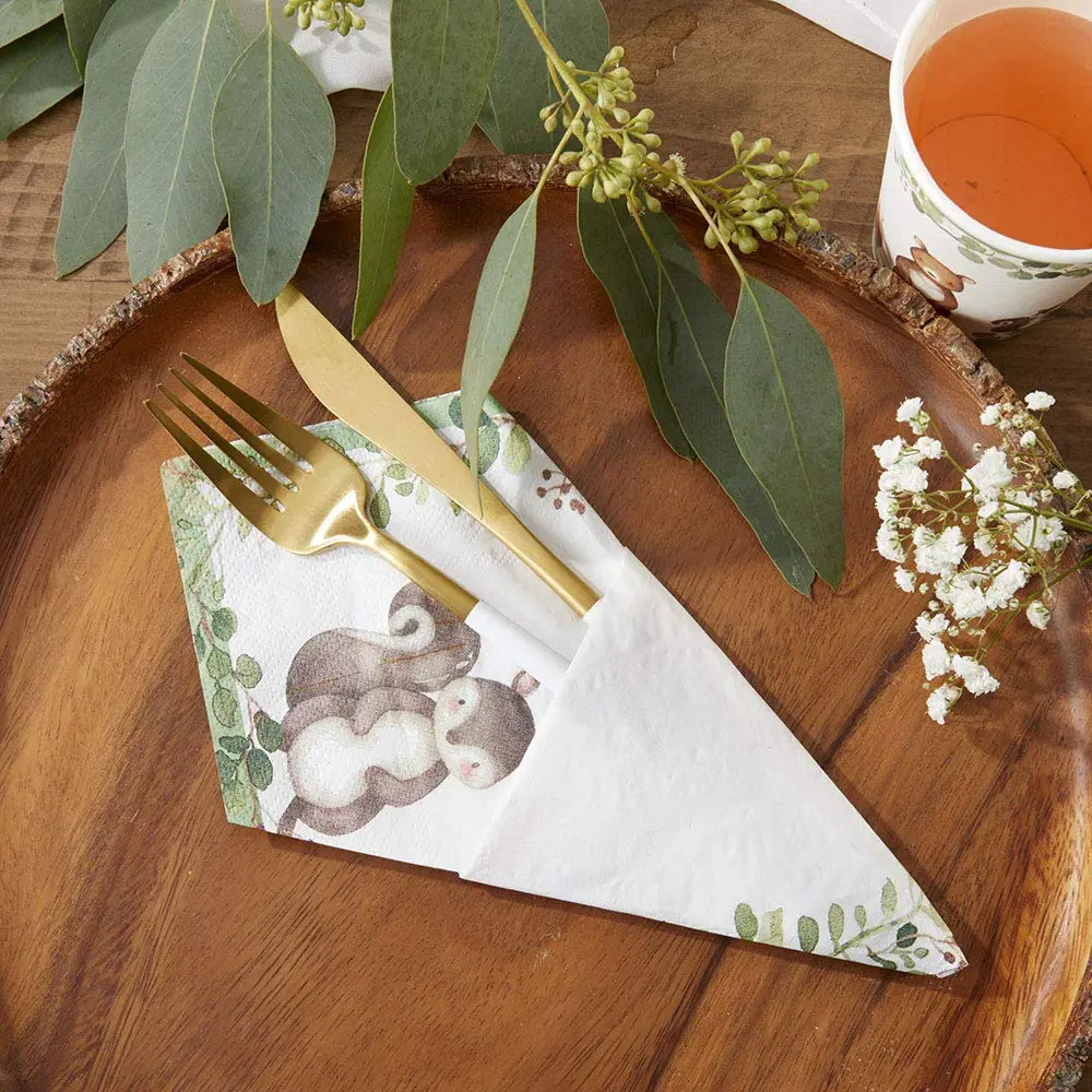 Kate Aspen Woodland Baby Shower Decorations, 62-Piece Disposable Paper Plates & Napkins for 16 Guests | Woodland Animals Theme - view 2
