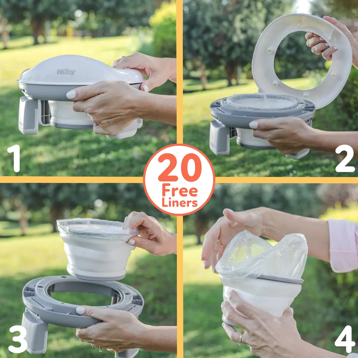 Nuby On-The-Go Portable Potty | Compact Toddler Travel Toilet Seat with Disposable Liners - view 6