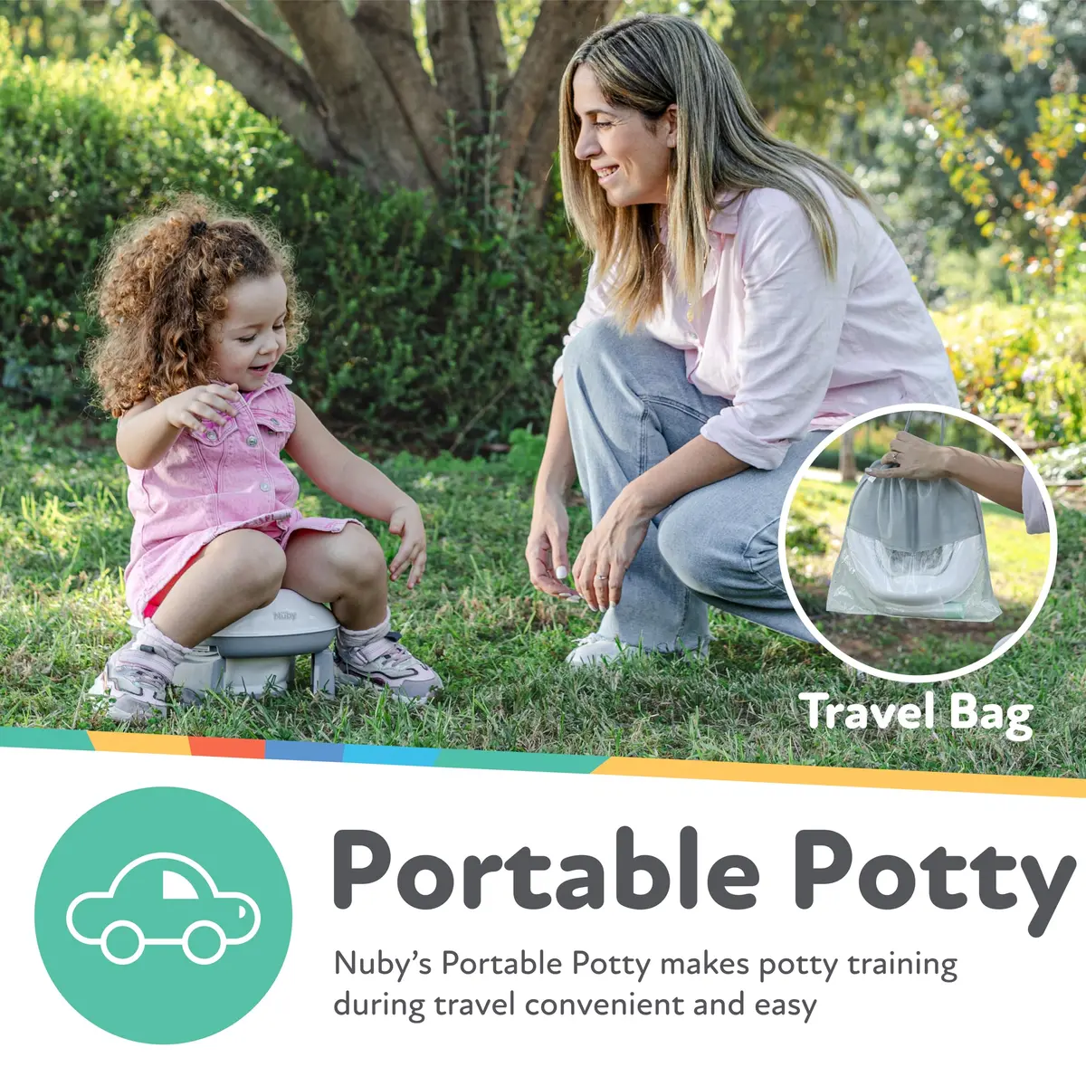 Nuby On-The-Go Portable Potty | Compact Toddler Travel Toilet Seat with Disposable Liners - view 3