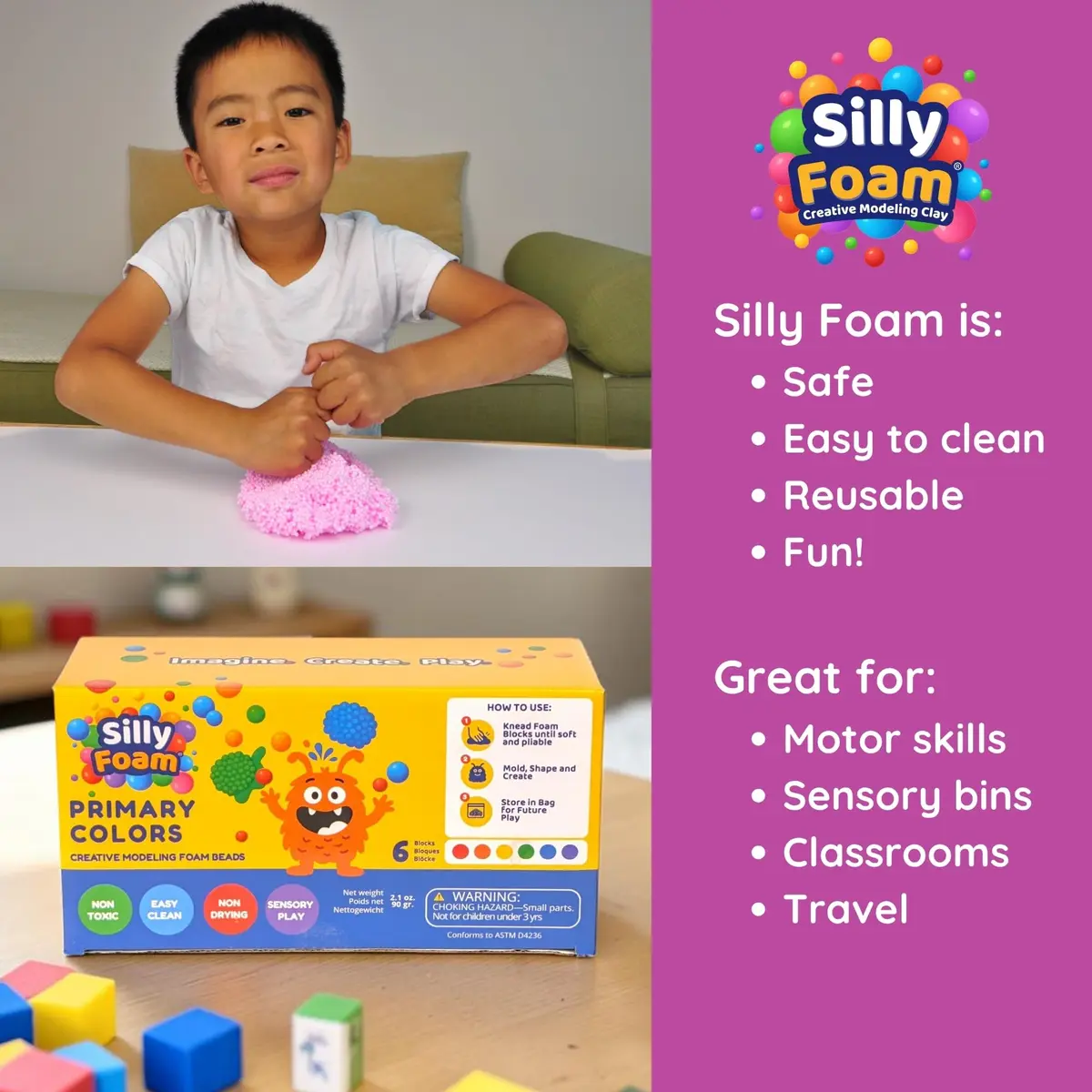 LYRK Collections Silly Foam Creative Modeling Foam Beads 6-Pack | Non-Toxic, Reusable, Easy Clean Up (1-Pack) - view 7