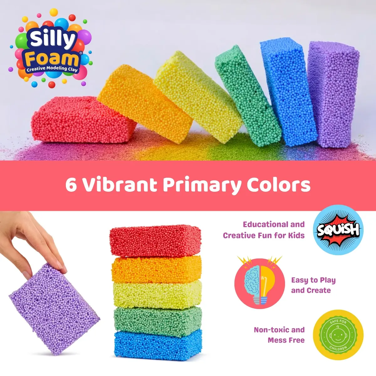 LYRK Collections Silly Foam Creative Modeling Foam Beads 6-Pack | Non-Toxic, Reusable, Easy Clean Up (1-Pack) - view 3