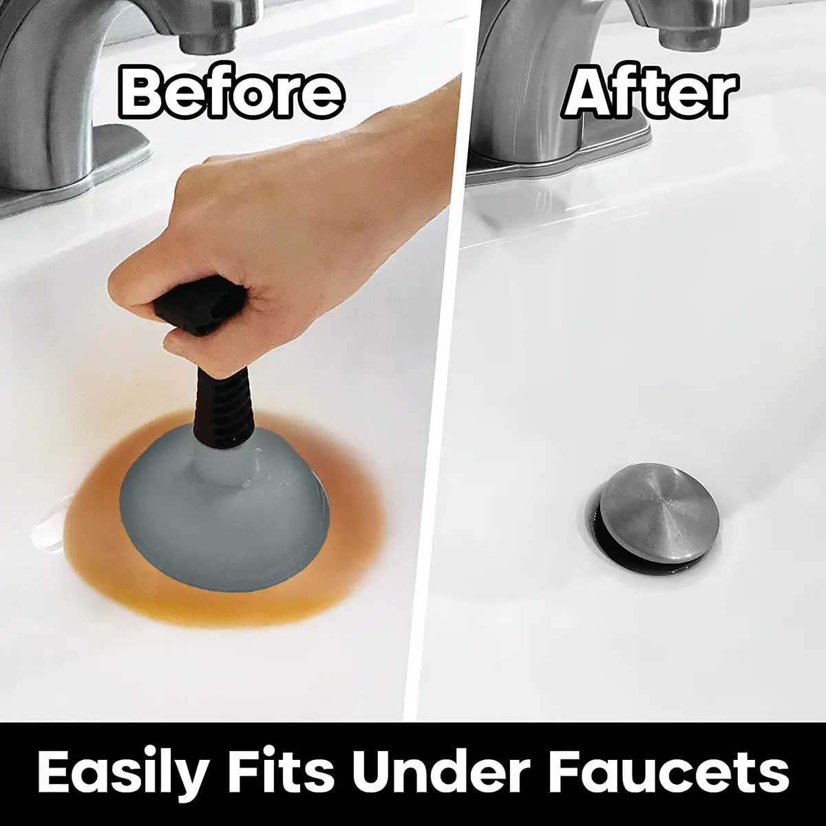 Plungeroo Sink Plunger, Powerful Mini Plunger with Short Handle, Easy-to-Use Small Unclogging Tool for Bathroom Drains, Shower, Bathtub, Toilet, RV and Kitchen Sink, Gray, (6.1 x 4.2 x 2.9 Inch) - view 3