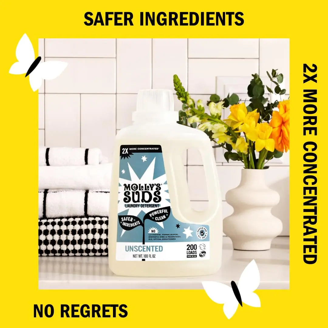 Molly's Suds Liquid Laundry Detergent 100 Fl Oz | Unscented, Sensitive Skin Friendly, 200 Loads - view 3