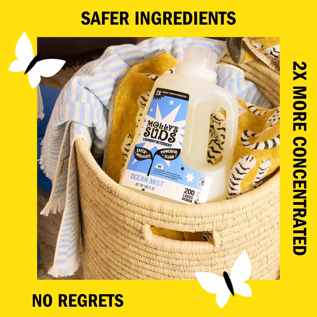 Molly's Suds Liquid Laundry Detergent 100 Fl Oz | Sensitive Skin Friendly, 2x Concentrated HE (Ocean Mist - 200 Loads) - view 3